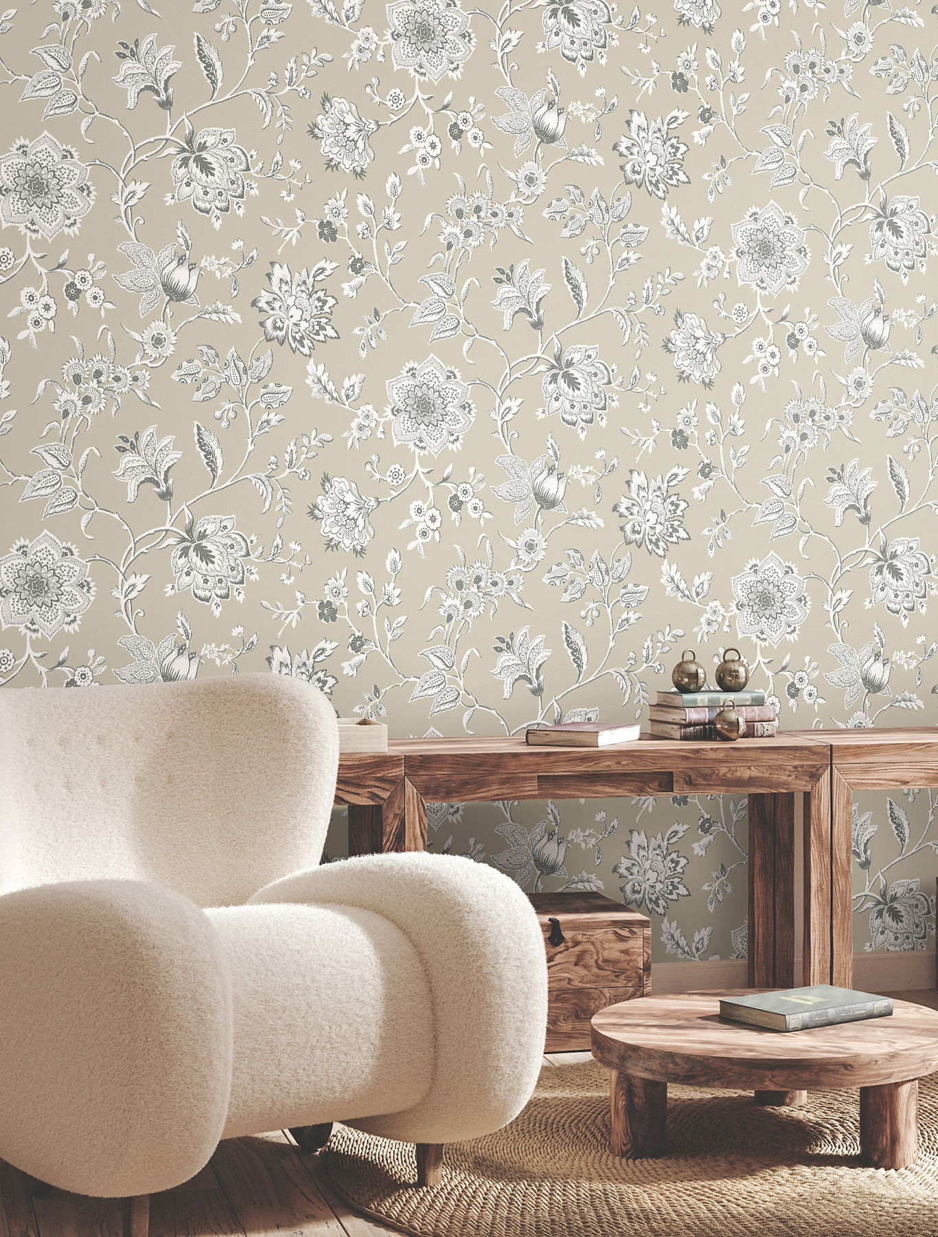 Sutton Taupe Wallpaper, by York Wall, 27' length x 2'3" width x 0.02" depth View 3