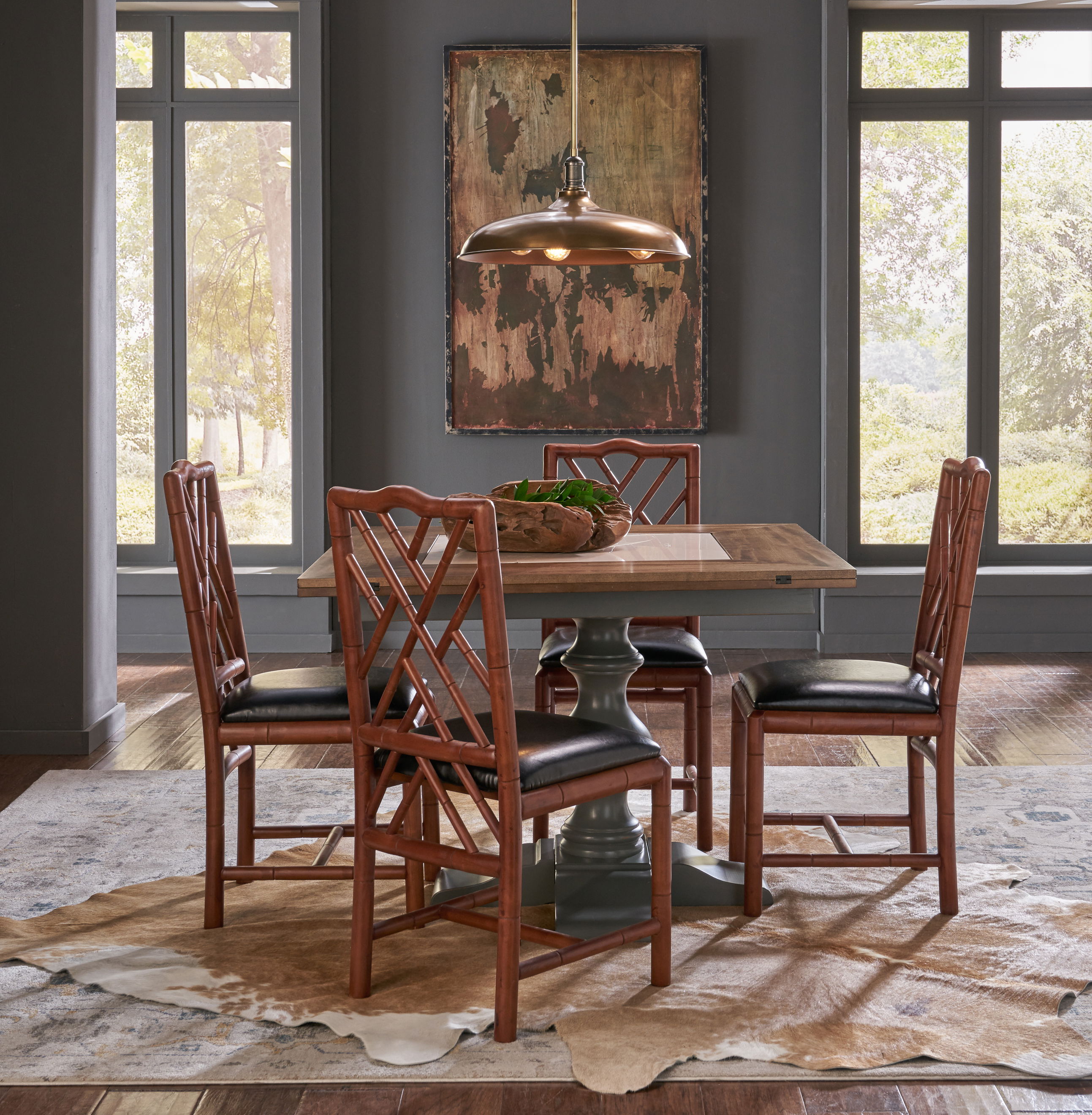 Brighton Bamboo Side Chair, Dining Chair by Sarreid, 17" length x 22" width x 39" height View 12