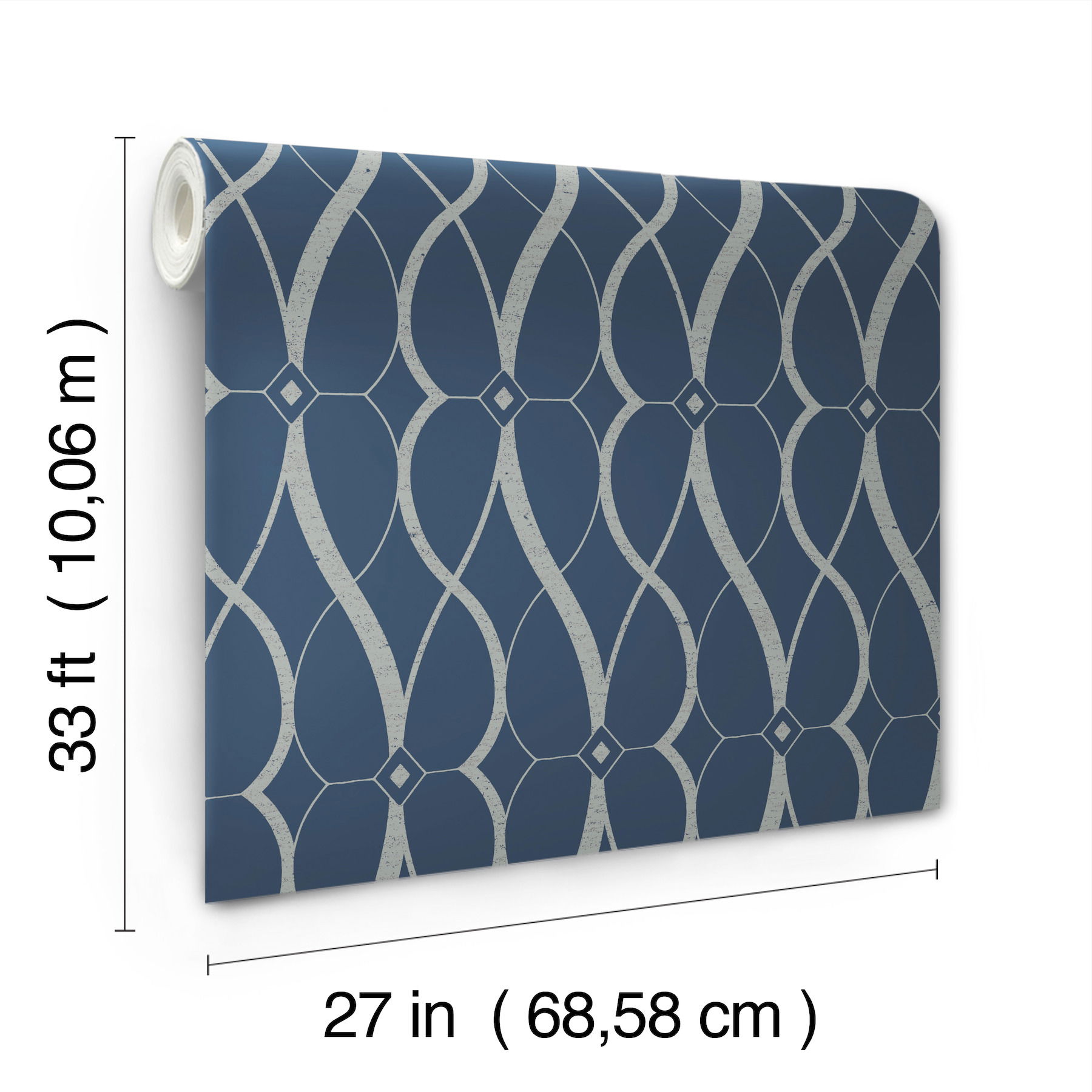 Graceful Geo Navy & Silver Wallpaper large image 