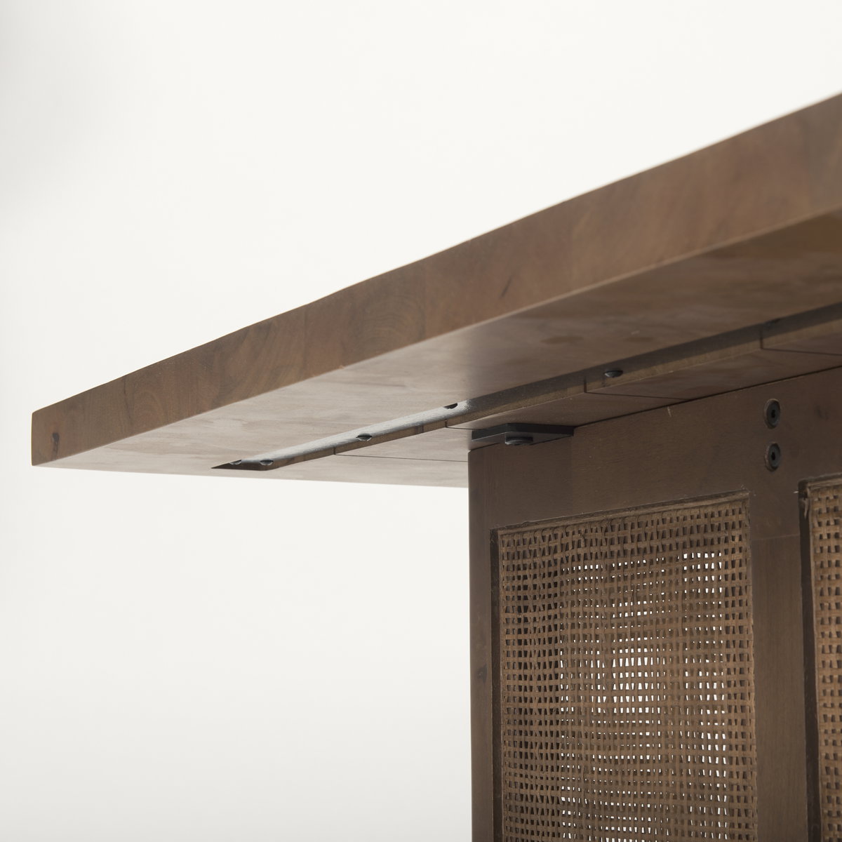 Grier  42' Square Medium Brown Solid Wood with Cane Coffee Table, by Mercana, 42" length x 42" width x 17" height View 8