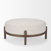 Gwynn Oatmeal Fabric with Dark Brown Wood Ottoman thumbnail 4