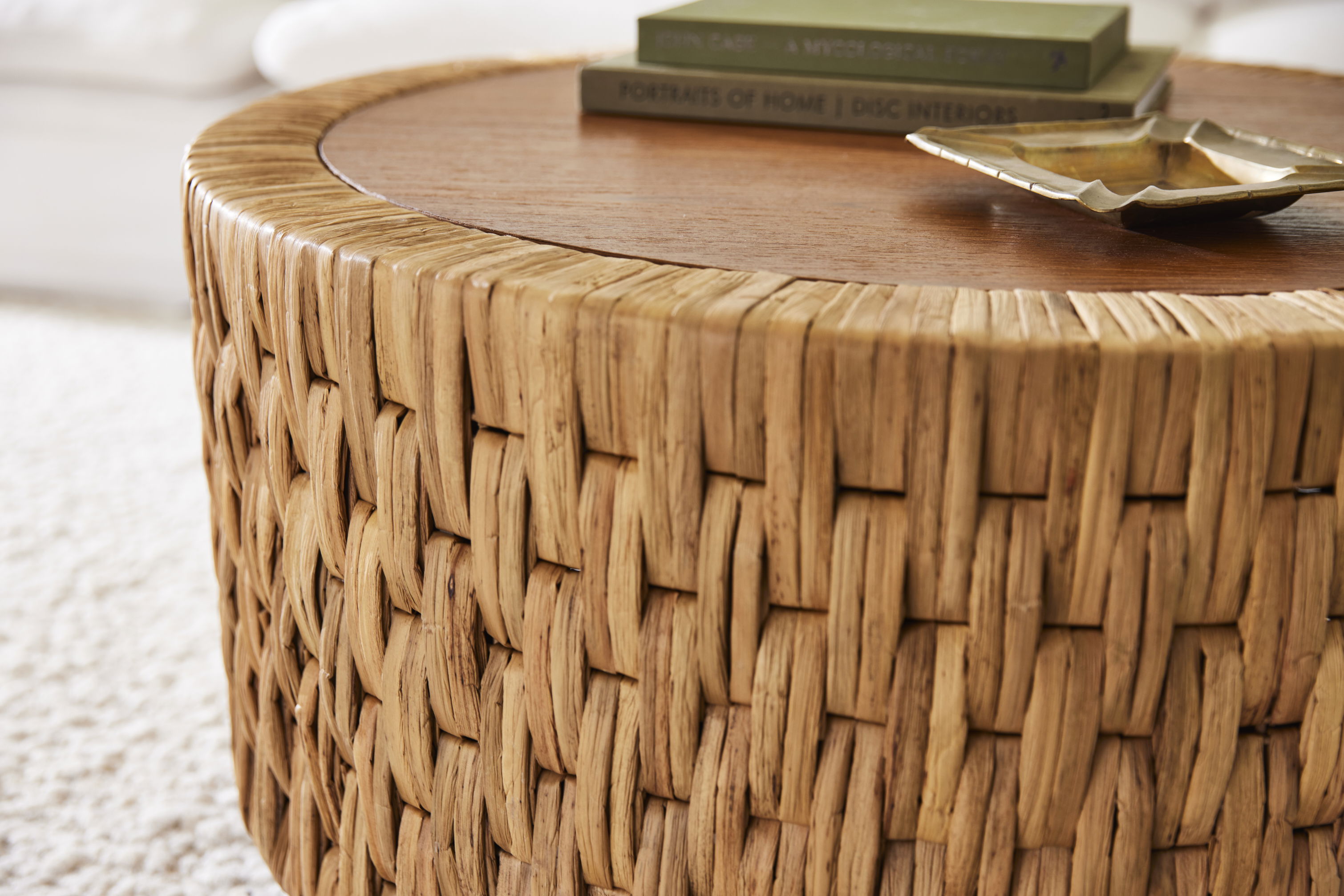 Puebla Woven Coffee Table, 17.75" height x 35" diameter View 8