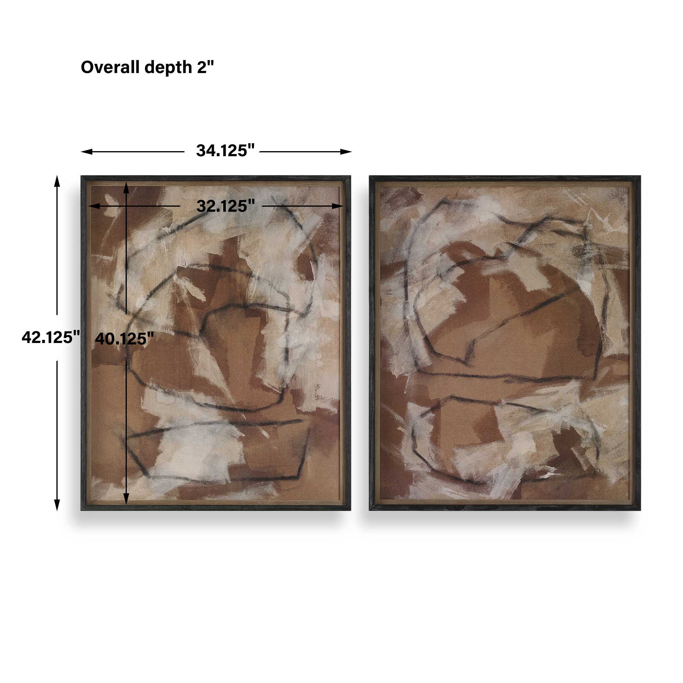 Rush & Dash Framed Prints Set/2, Painting by Uttermost, 34.12" width x 42.12" height x 2" depth View 3