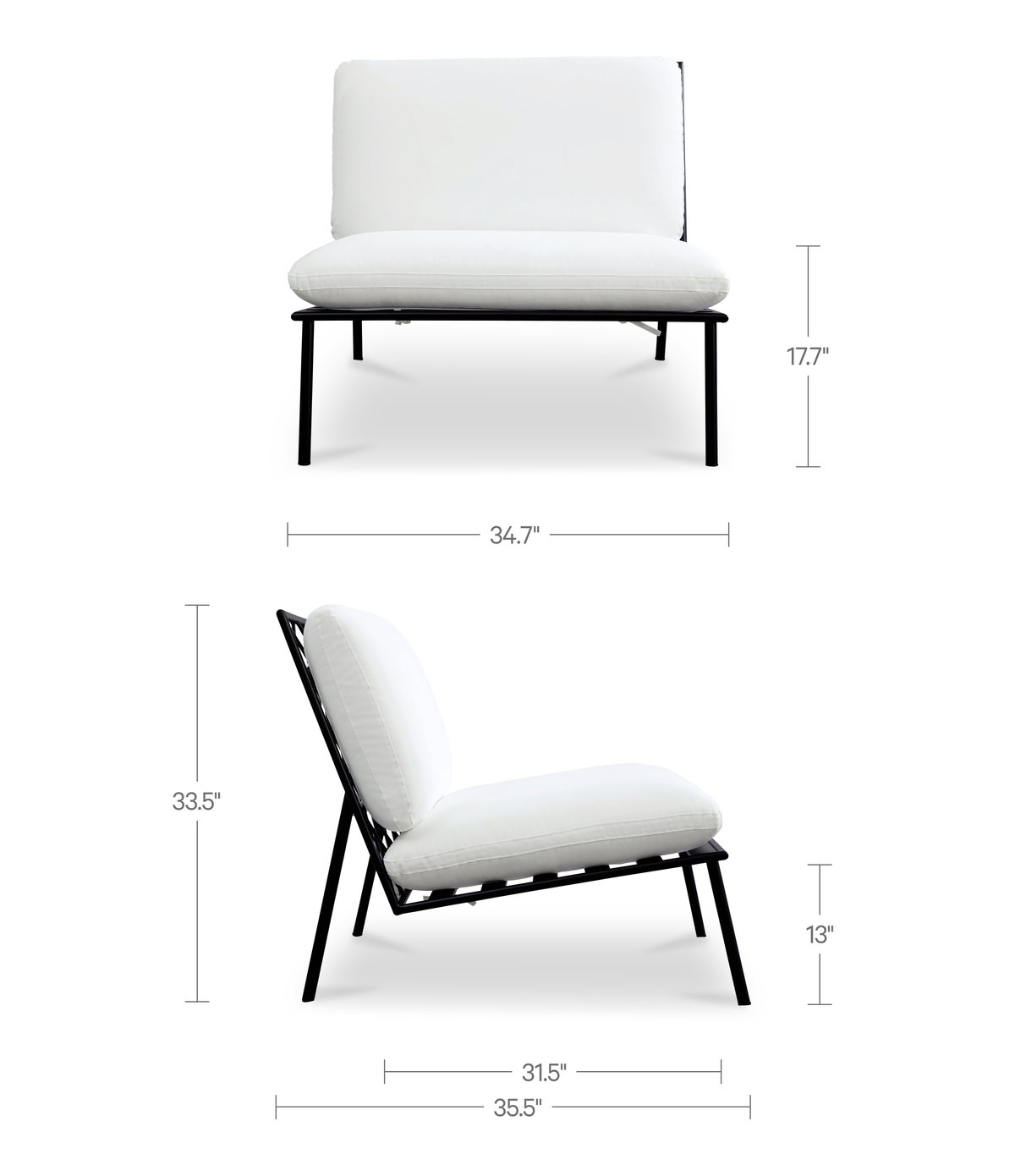 Salma Outdoor Accent Chair White, Outdoor Chair by Moe's Home, 2'10.7" width x 2'9.5" height x 2'11.5" depth View 9