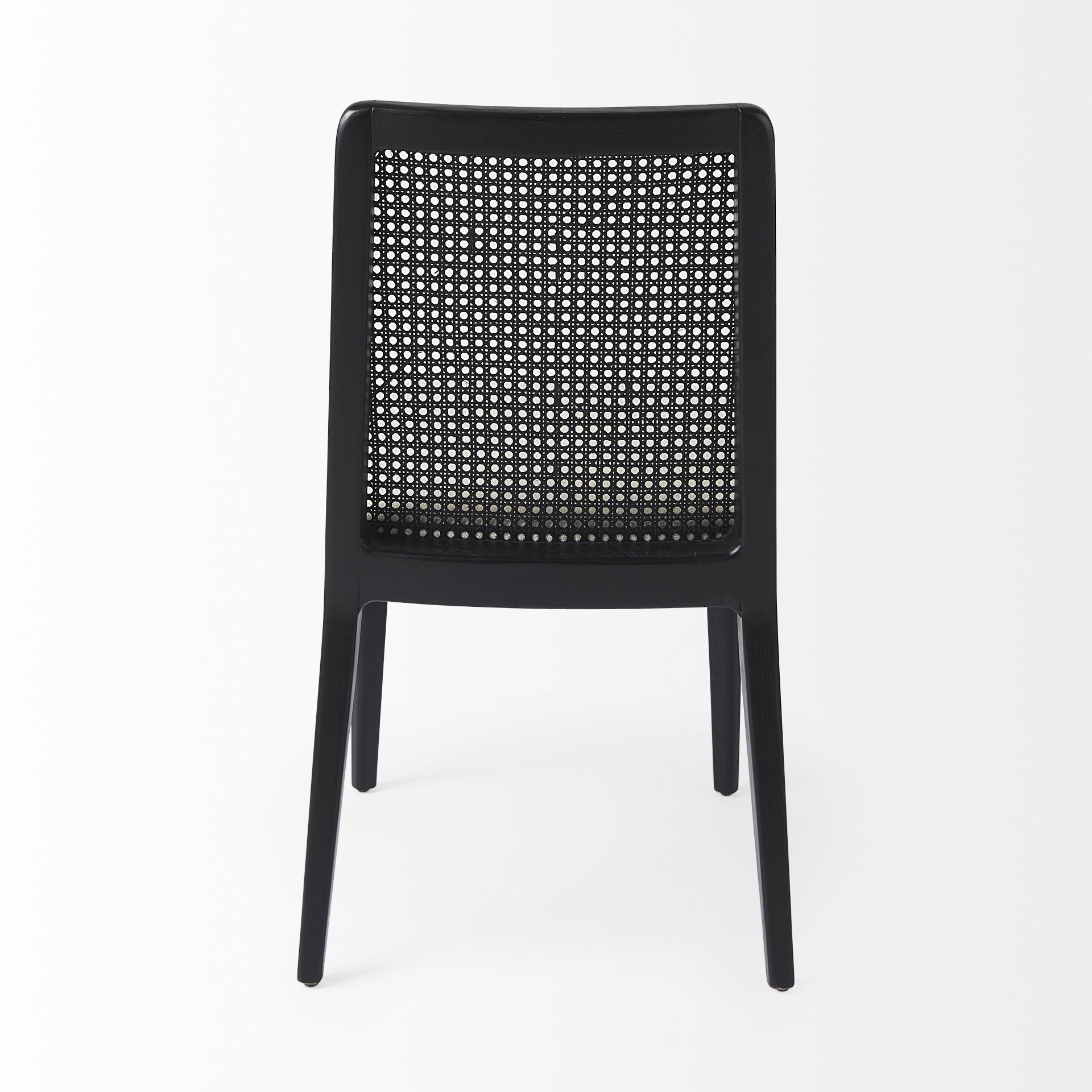 Clara Black Wood with Cream Fabric Seat and Cane Back Armless Dining Chair large image 