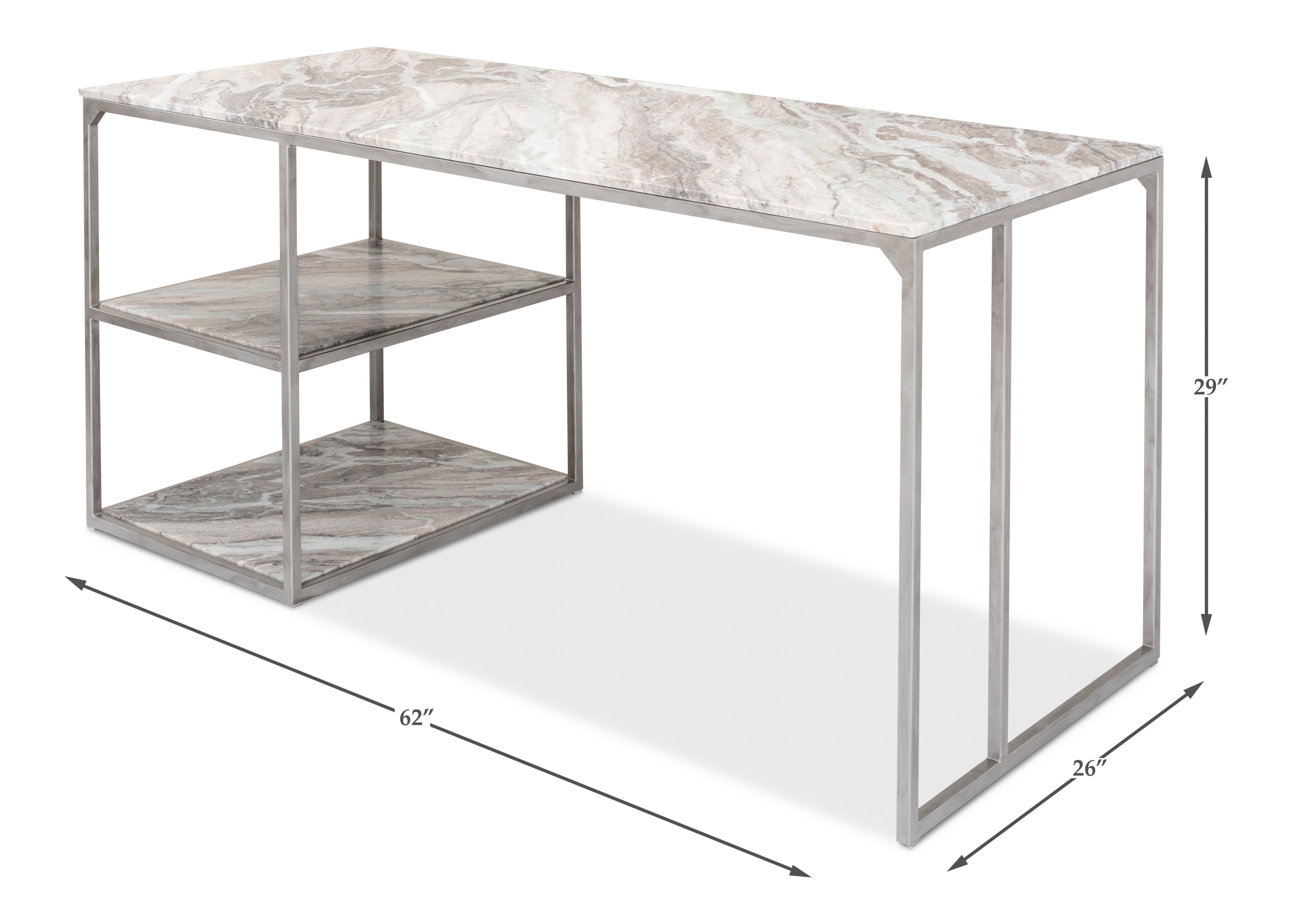 Open Desk With Shelves, Marble Top, by Sarreid, 62" length x 26" width x 29" height View 16