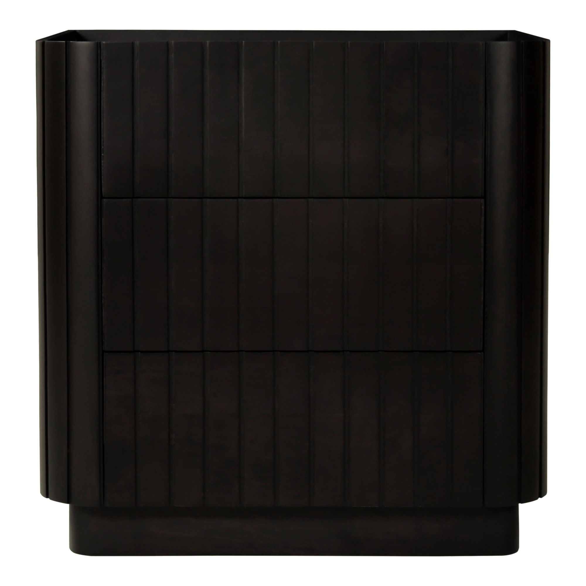 Povera 3 Drawer Nightstand Black, Dresser by Moe's Home, 28" width x 28" height x 20" depth View 1