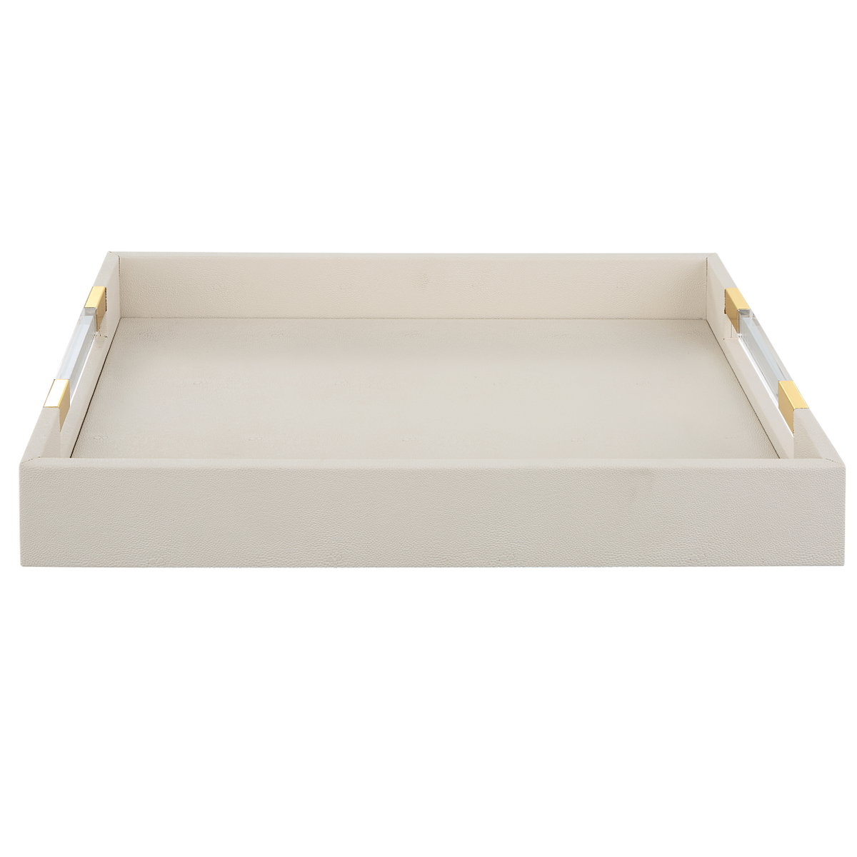 Wessex White Shagreen Tray, Decorative Tray by Uttermost, 19" width x 2.62" height x 13.87" depth View 1
