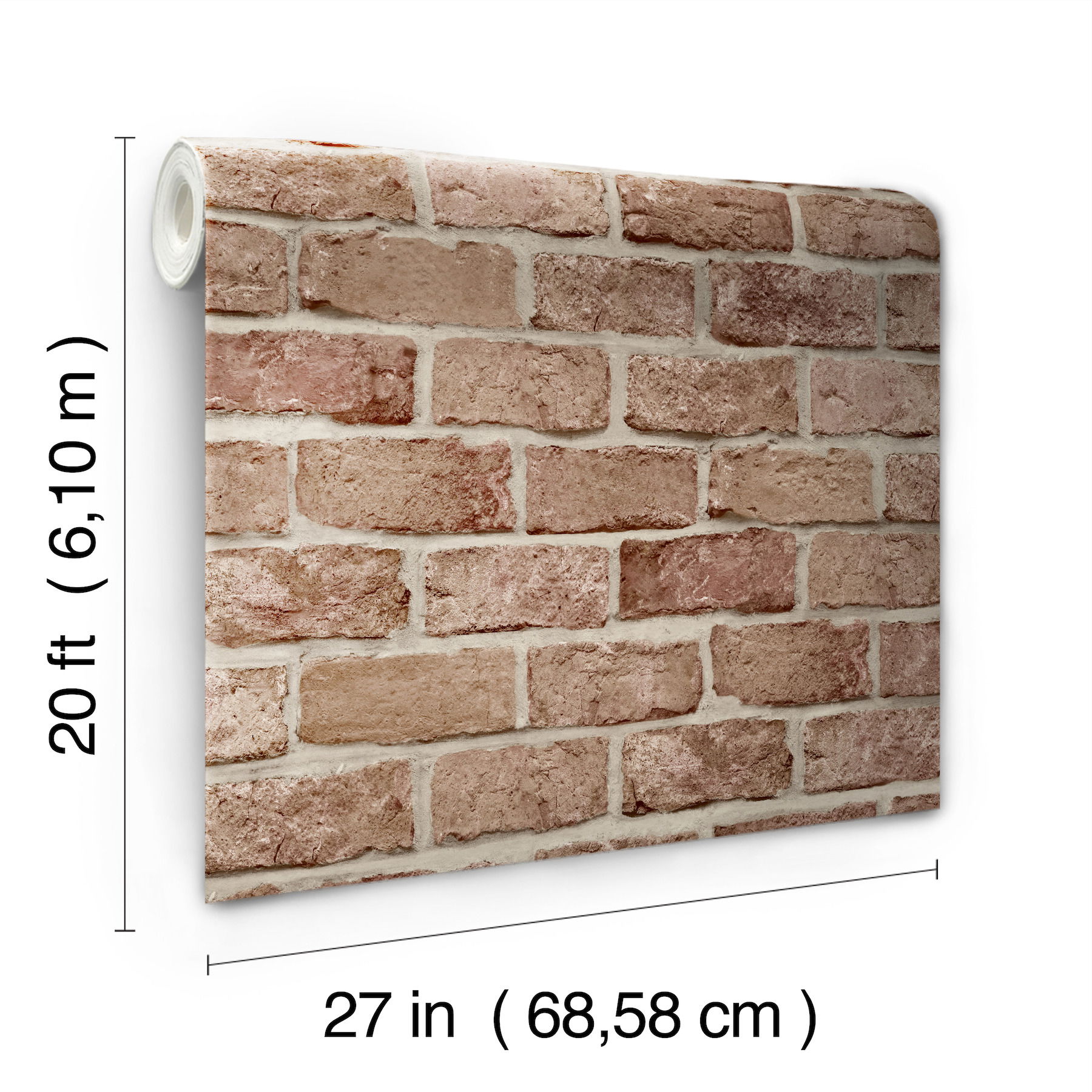 Stretcher Brick Red Peel & Stick Wallpaper large image 