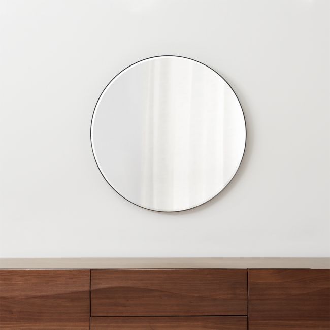 Online Designer Hallway/Entry Edge Black Round 30" Wall Mirror