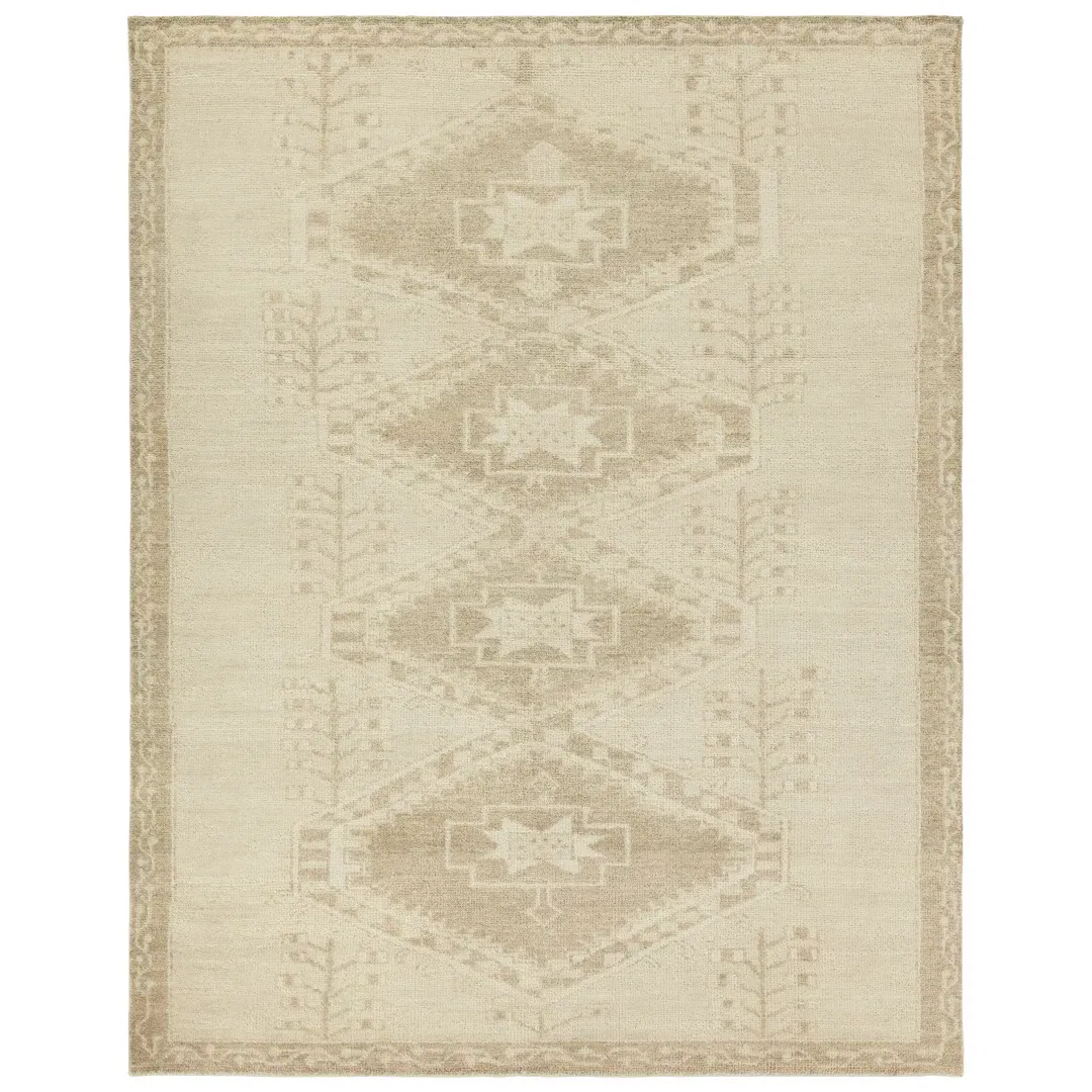 Jaipur Living Ameen JIN10 Handknotted Medallion Tan and Taupe Area Rug (10'x14') large image 