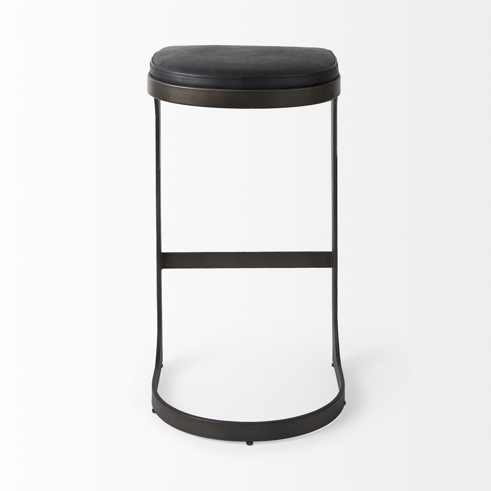 Tyson 17L x 18W x 31H Black Leather with Metal Frame Bar Stool large image 