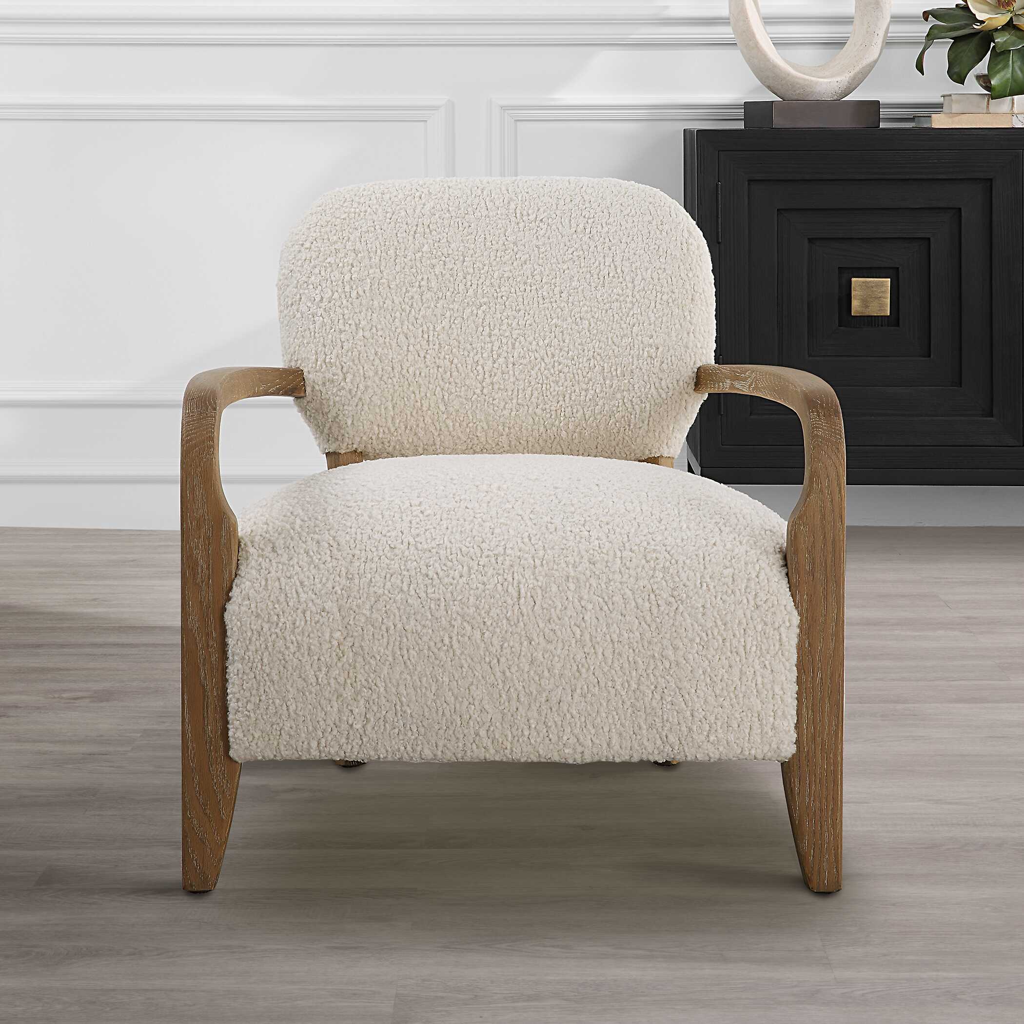 Telluride Natural Shearling Accent Chair, Furniture by Uttermost, 28" width x 29" height x 30" depth View 4