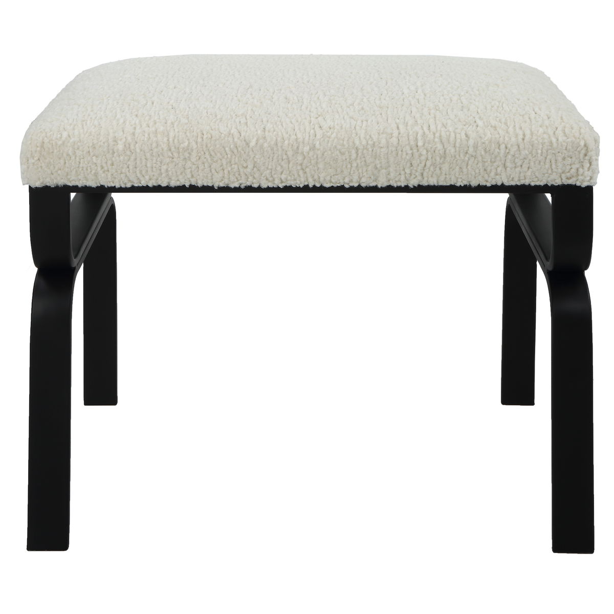 Diverge White Shearling Small Bench, Benche by Uttermost, 22.75" width x 18.75" height x 15.12" depth View 1