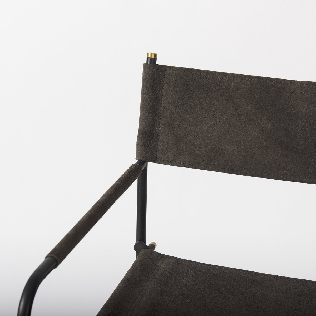 Direttore Backless 40.2in Seat Bar Stool | Brown/Gray Suede with Metal, Counter & Bar Stool by Mercana, 19.3" length x 20" width x 40.2" height View 7