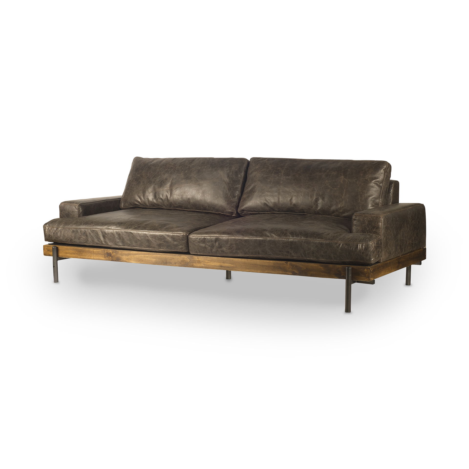 Colburne II 96' Brown Leather Three Seater Sofa large image 