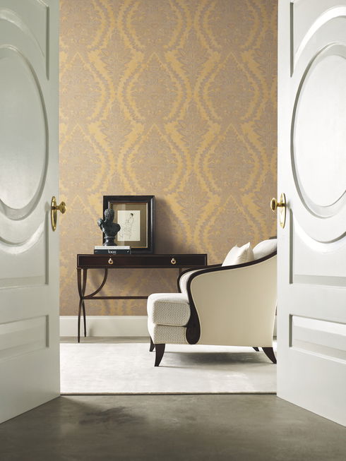 Charleston Damask Yellow Wallpaper