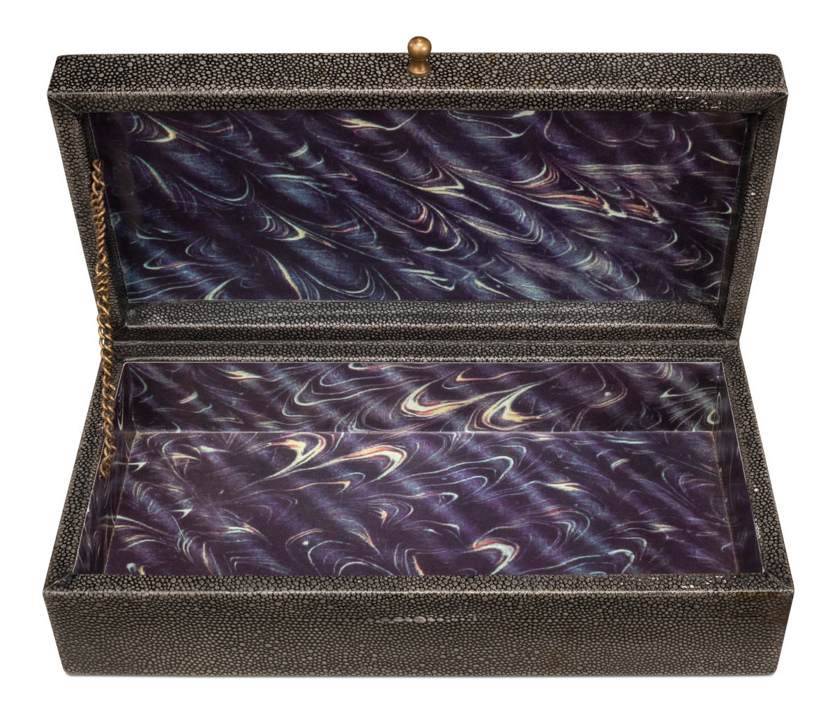 Gatsburg  Shagreen Box  Ant.Grey S/2, by Sarreid, 6" length x 1' width x 3" height View 11