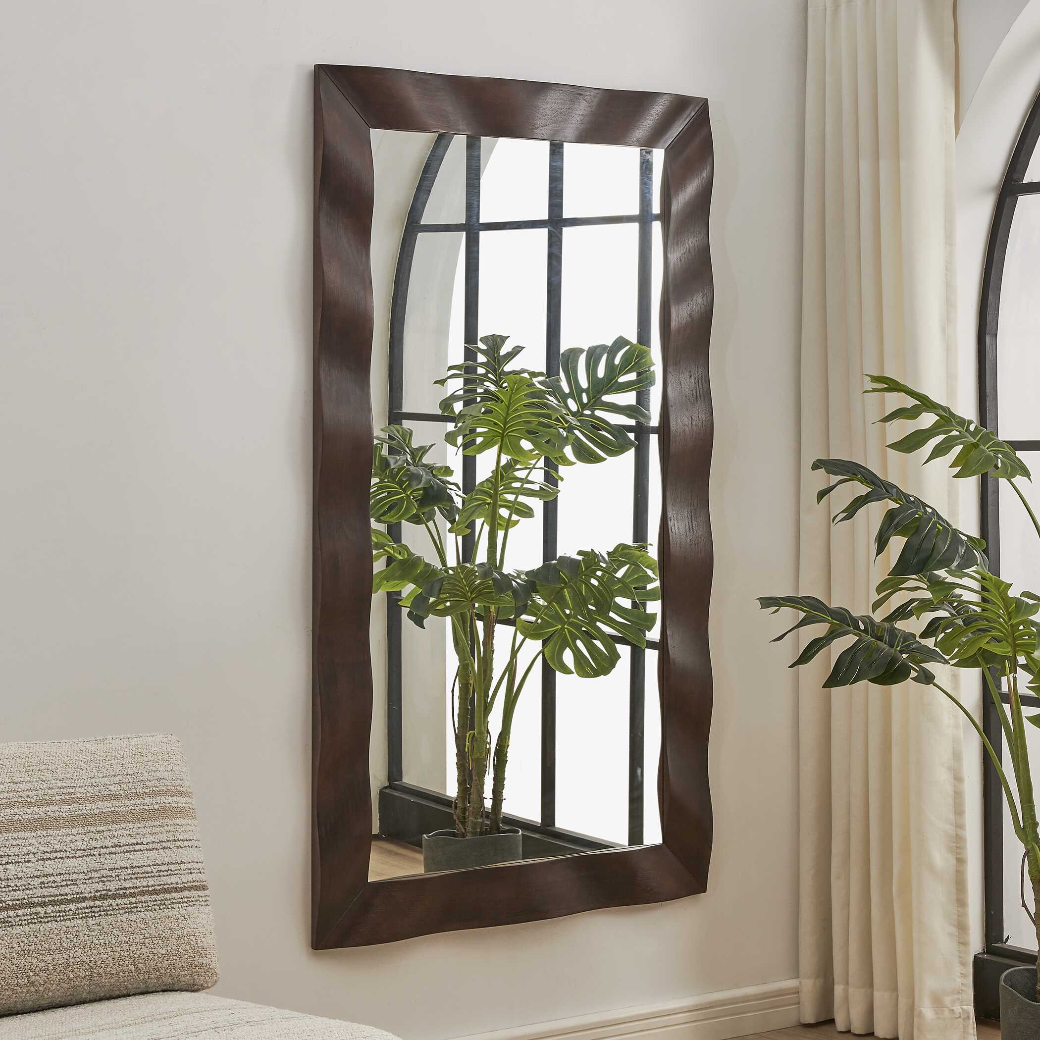 Wrinkle Wavy Wood Mirror, by Uttermost, 39.62" width x 69.62" height x 1.5" depth View 3