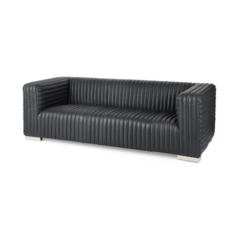 Ricciardo Black Leather Wrapped Three Seater Sofa