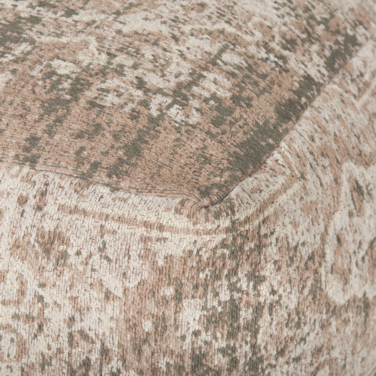 Khloe Large Taupe Pouf, Ottoman by Mercana, 36" length x 36" width x 17" height View 8
