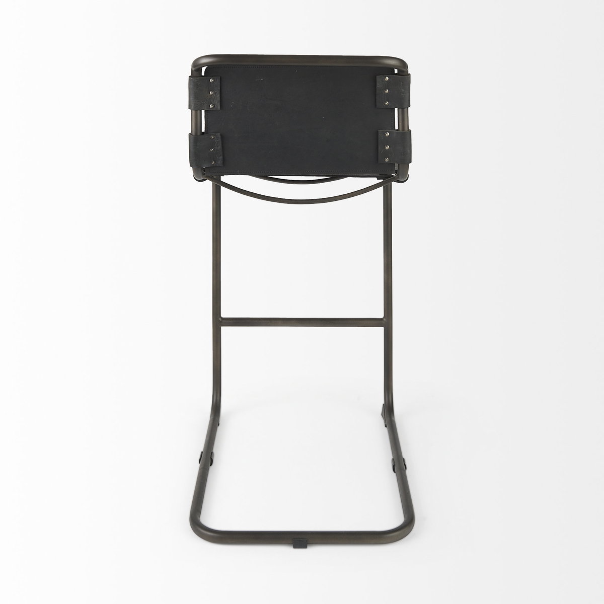 Berbick Low Back 26in Seat Counter Stool | Black Leather with Gray Metal, Counter & Bar Stool by Mercana, 20.5" length x 24.8" width x 43" height View 5