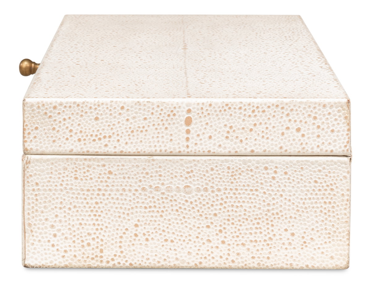 Gatsburg Shagreen Box Osprey White  S/2, by Sarreid, 6" length x 1' width x 3" height View 4