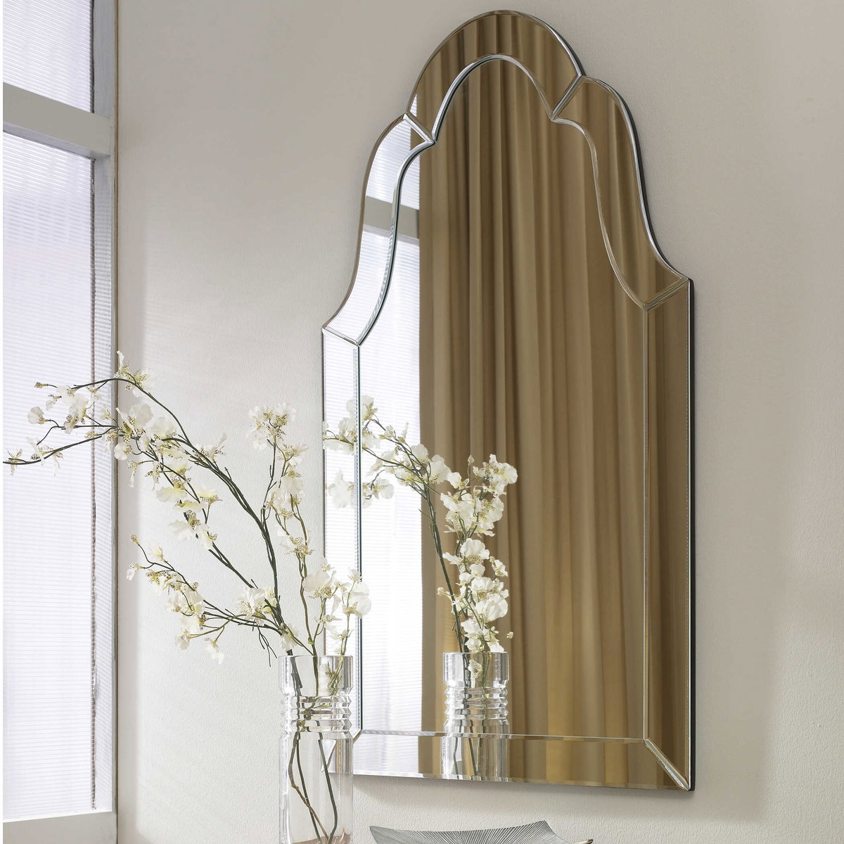 Hovan Frameless Arched Mirror, by Uttermost, 1'8.5" width x 3'7.5" height x 1" depth View 5