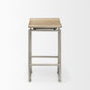 Givens Low Back 26in Seat Counter Stool | Brown Wood with Silver Metal, Counter & Bar Stool by Mercana, 14.1" length x 15.8" width x 26" height thumbnail 3