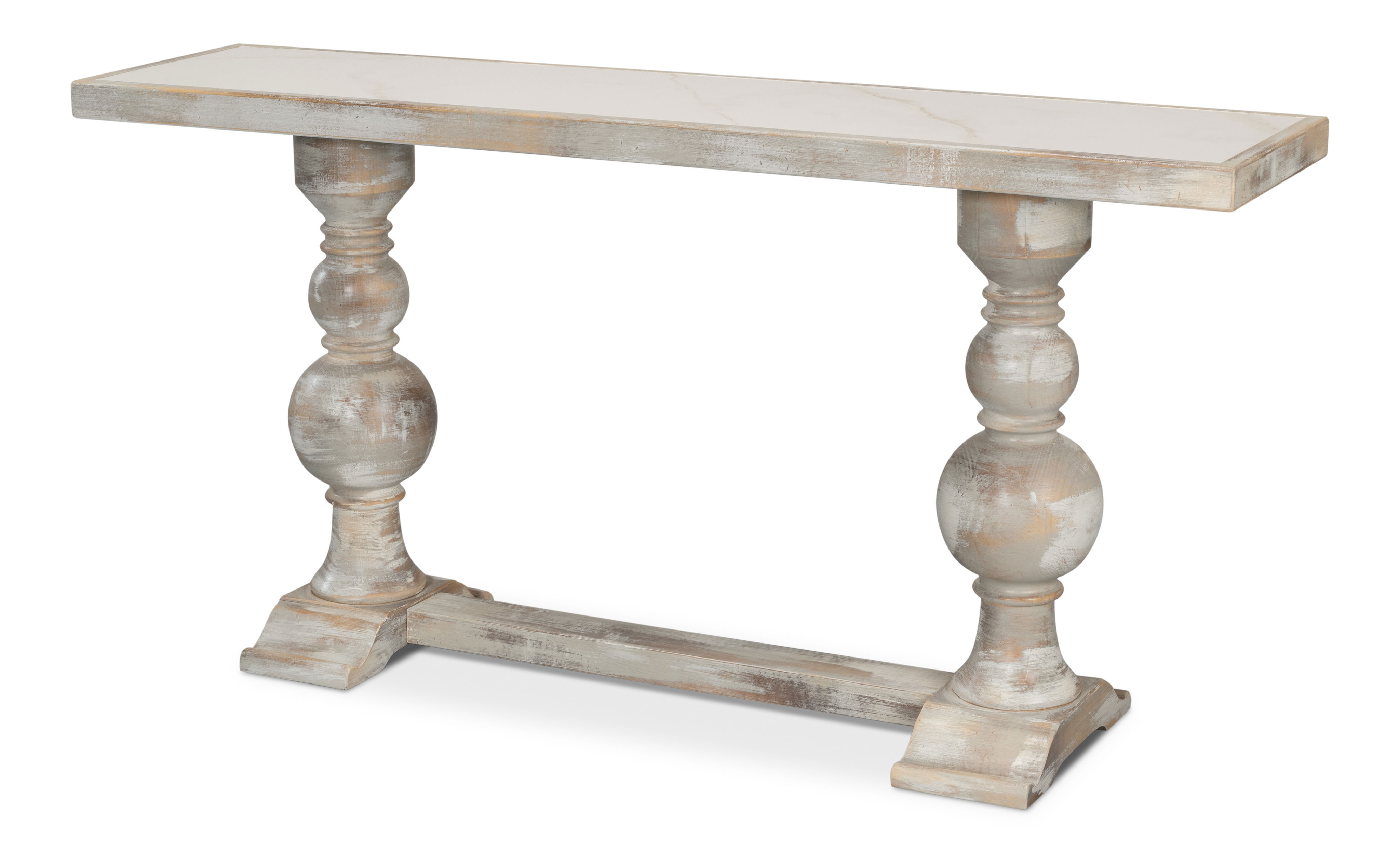 Stacy Double Pedestal Console, Console Table by Sarreid, 61" length x 15" width x 30" height View 1