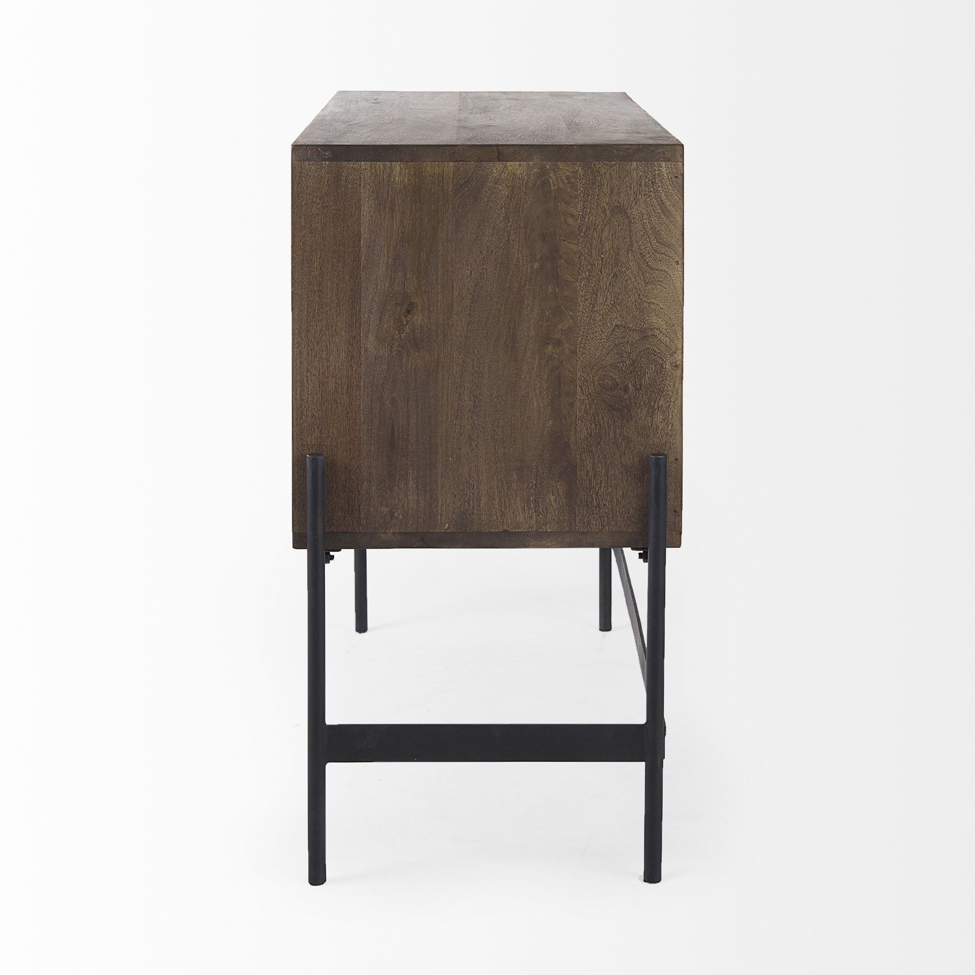 Glenn 38L x 16W x 30H Dark Brown Wood with Black Iron Frame, 2 Door Accent Cabinet, Cabinets & Chest by Mercana, 37.5" length x 16" width x 30" height View 5