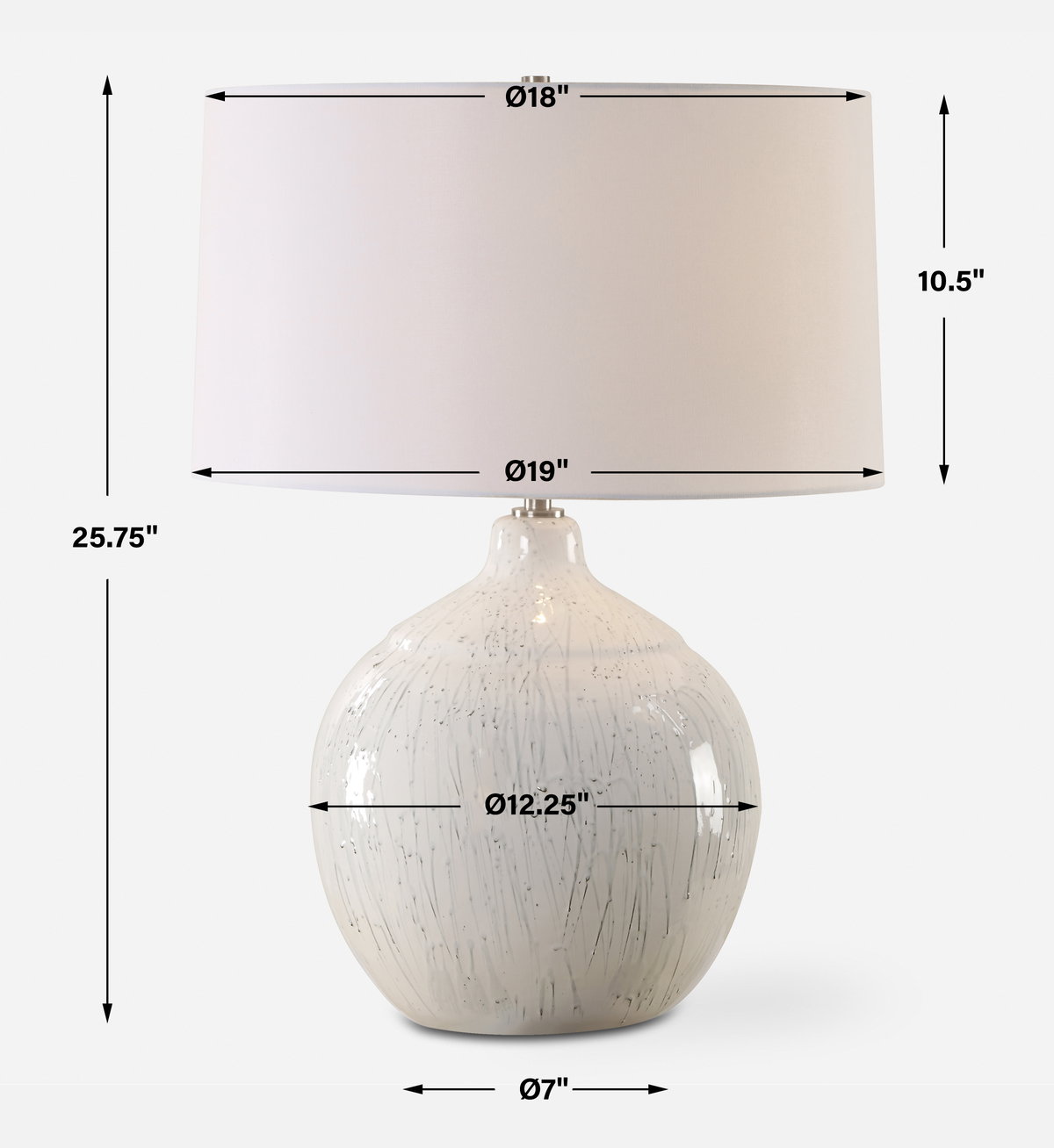 Dribble White Glaze Table Lamp, by Uttermost, 19" width x 25.75" height x 19" depth View 3