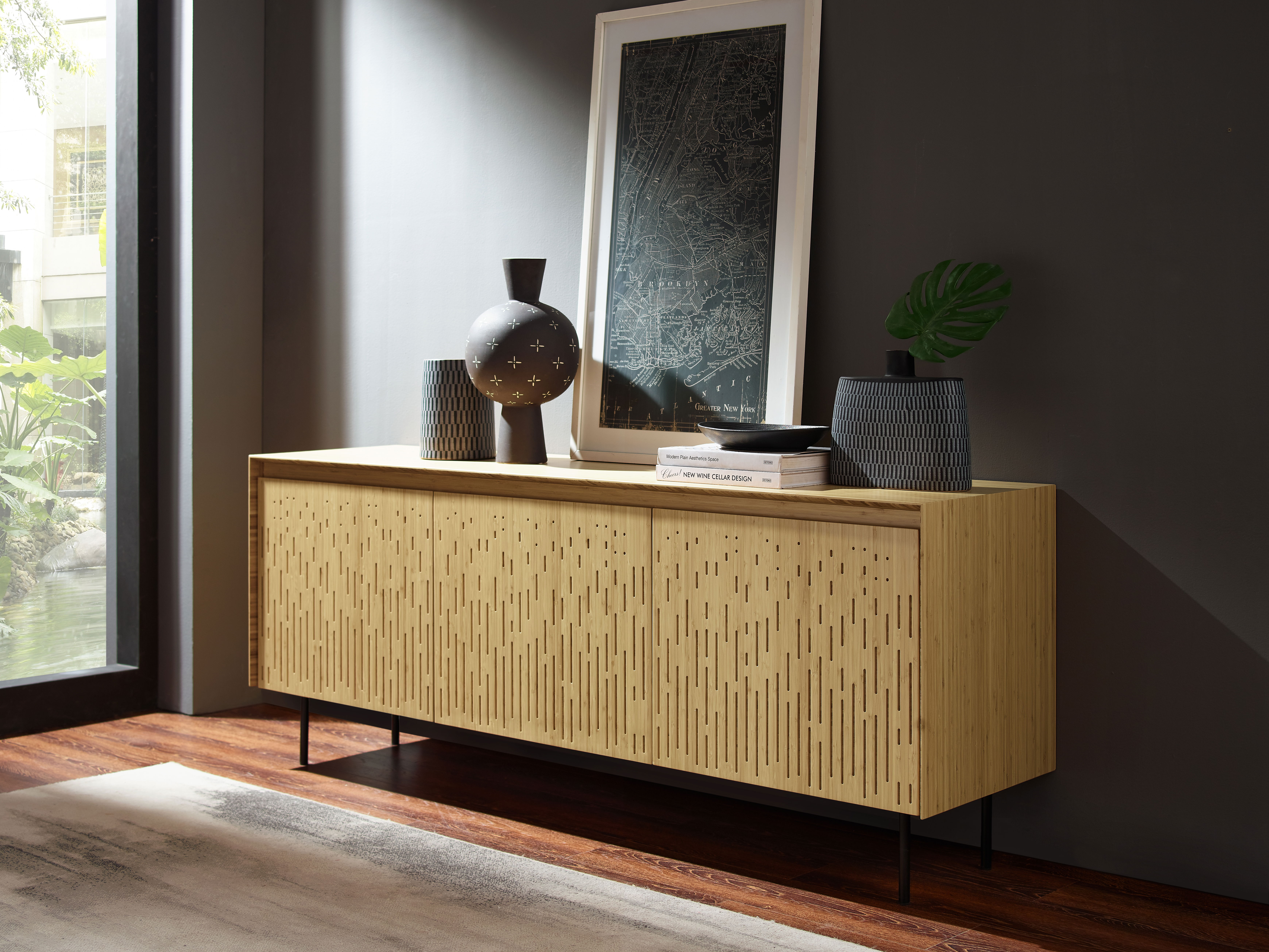 Hanna Console Sideboard, Wheat, Kitchen & Dining Room by Greenington, 72" length x 18" width x 28" height View 6