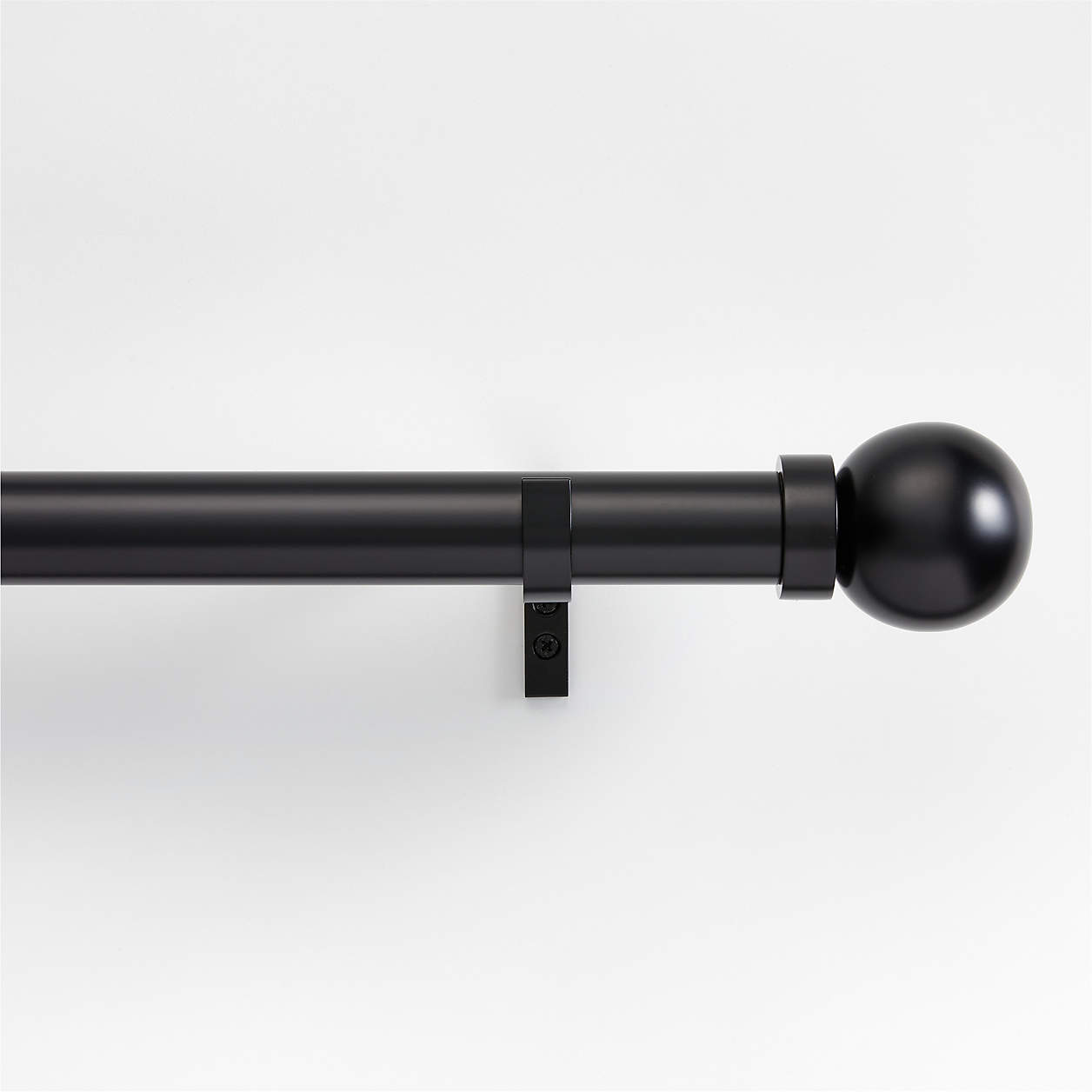 Online Designer Dining Room Black 1.5" Standard Curtain Rod and Large Round End Cap Finials Set 88"-120"