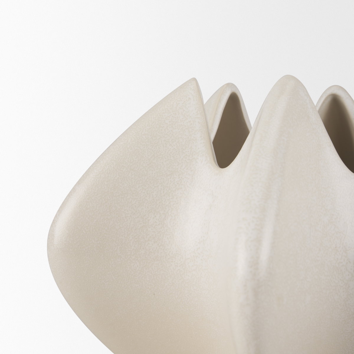 Ulrich Sculptural Cream Glazed Ceramic Vase, by Mercana, 13.98" length x 13.78" width x 8.86" height View 9