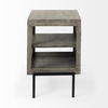 Arelius 20L x 18W x 26H Gray Wood with Black Metal Frame End/Side Table thumbnail 4