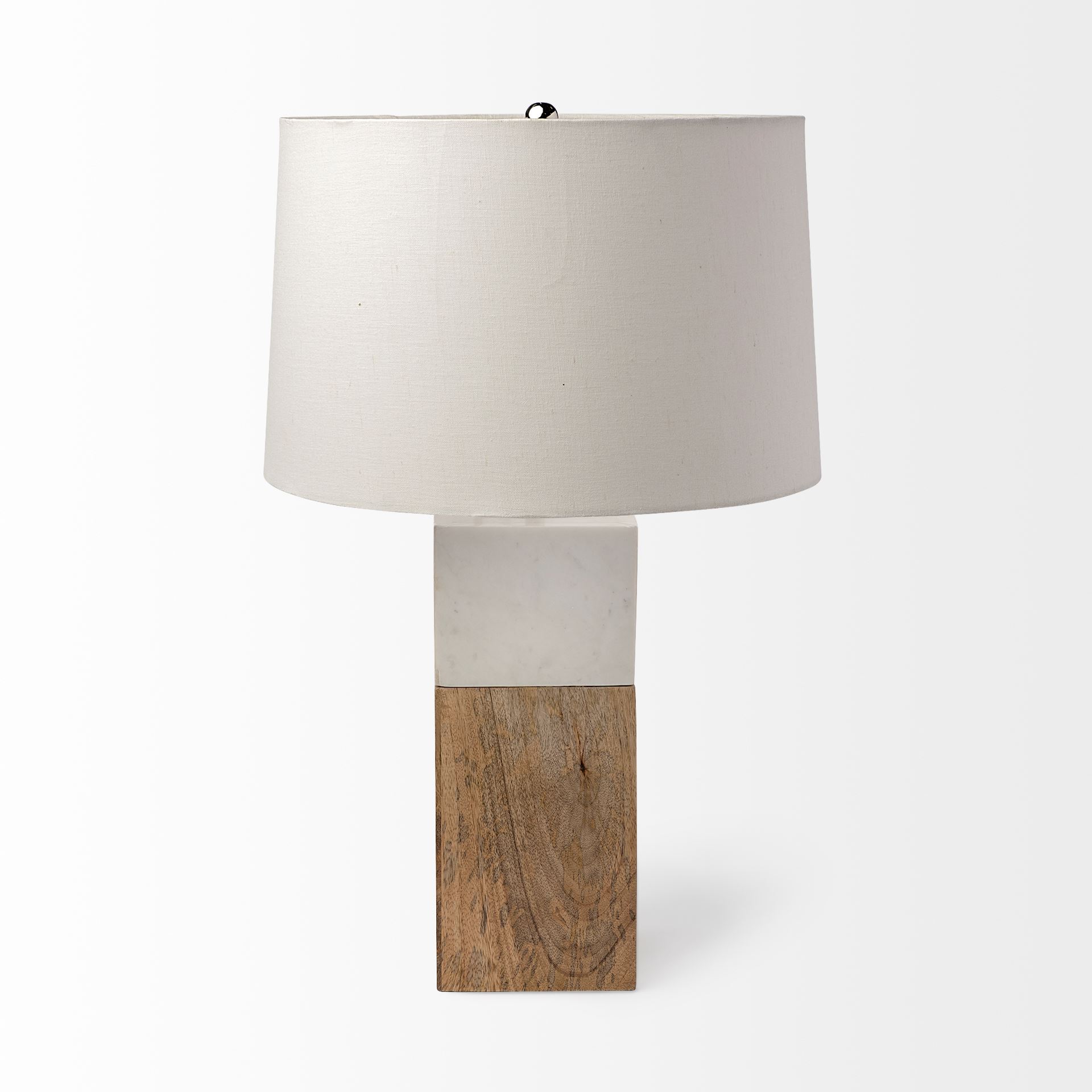 Woodrow (22.3'H) Light Brown Wood with White Accent Table Lamp, by Mercana, 13" length x 13" width x 22.25" height View 3