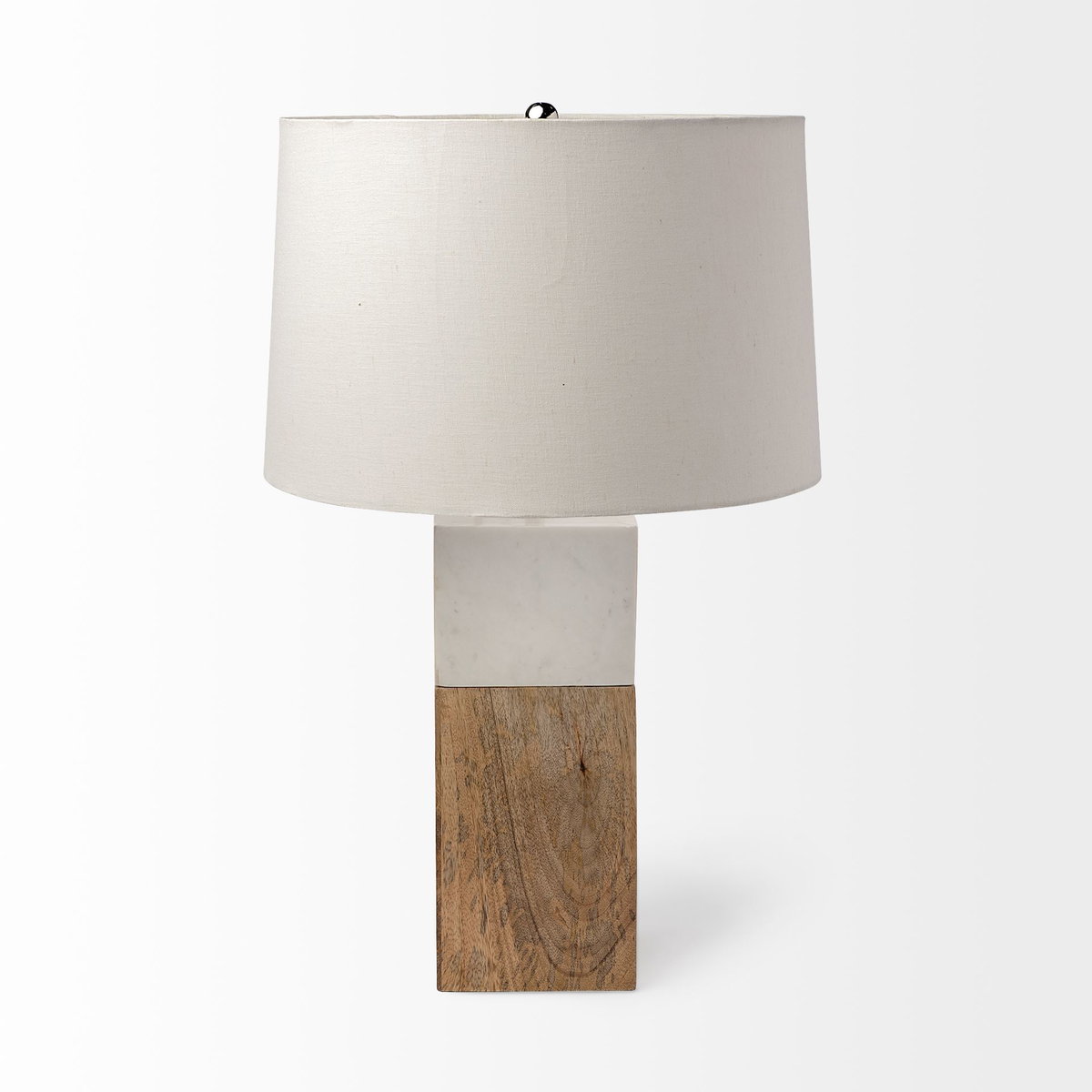 Woodrow (22.3'H) Light Brown Wood with White Accent Table Lamp, by Mercana, 13" length x 13" width x 22.25" height View 3