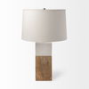 Woodrow (22.3'H) Light Brown Wood with White Accent Table Lamp, by Mercana, 13" length x 13" width x 22.25" height thumbnail 3