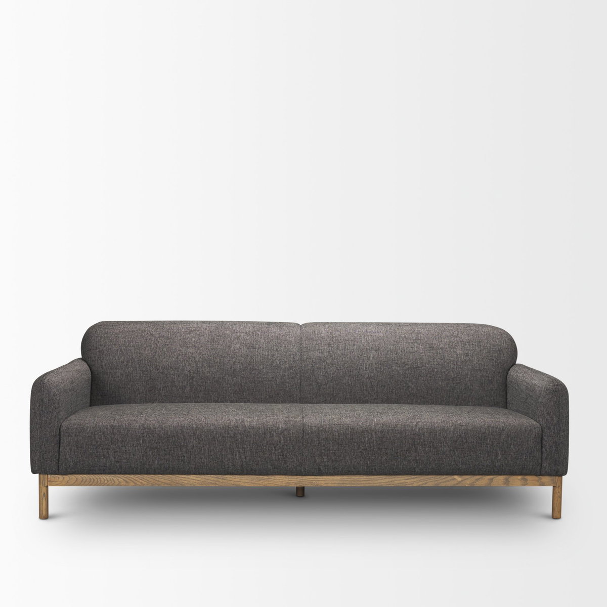 Hale Sofa with Medium Brown Wood and Gray Fabric, Sofas & Sectional by Mercana, 90" length x 33.75" width x 31.5" height View 3
