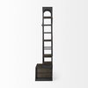 Brodie VII 32L x 22W x 94H Brown Wood Gun-Metal Bracing Four Shelf Shelving Unit, Shelving & Bookcase by Mercana, 31.5" length x 21.5" width x 94" height thumbnail 6