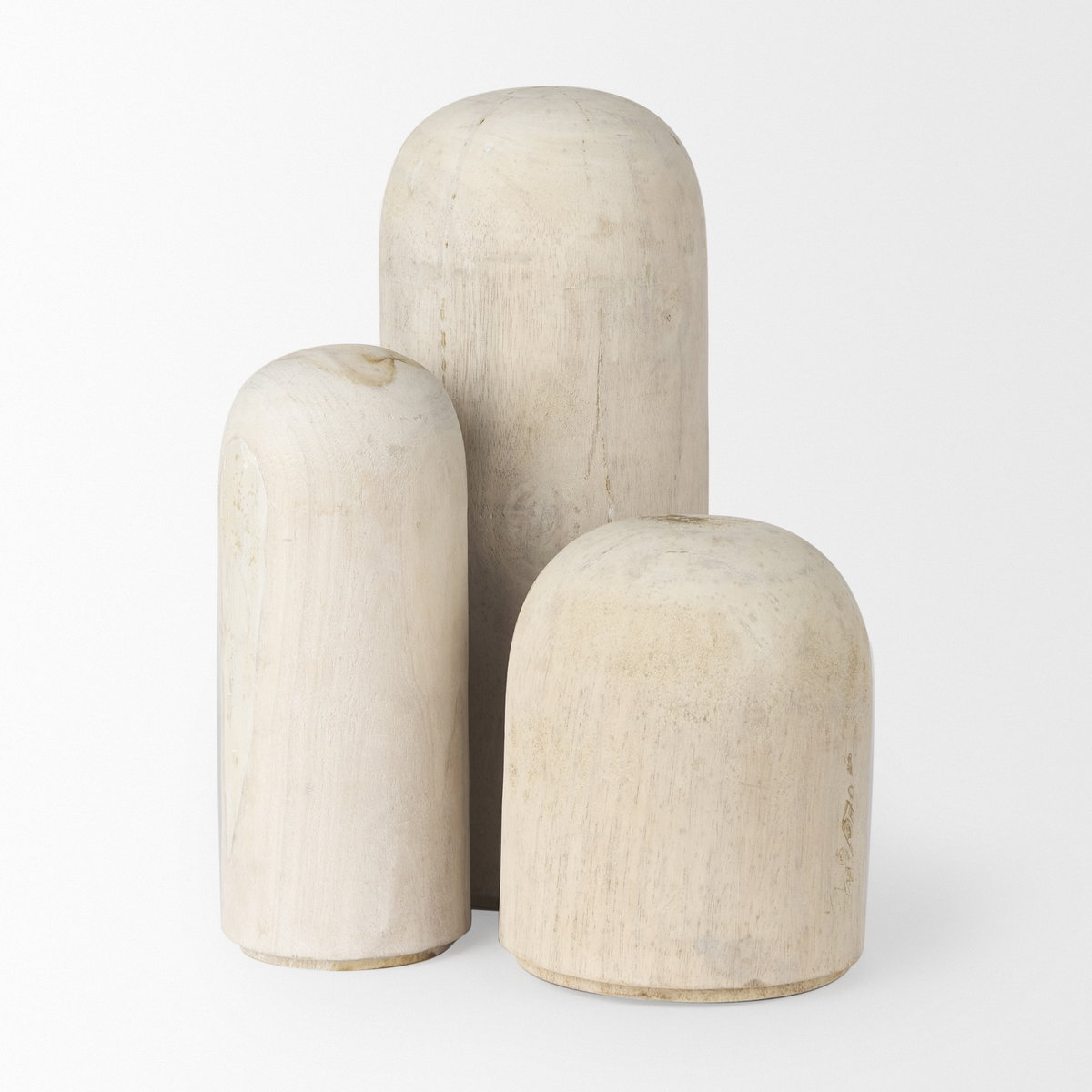 Knox Medium White-Wash Wood Decorative Object, by Mercana, 4.5" length x 4.5" width x 10" height View 9