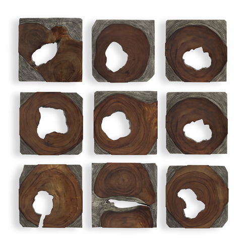 Jungle Wood Paneled Wall Art, Set/9