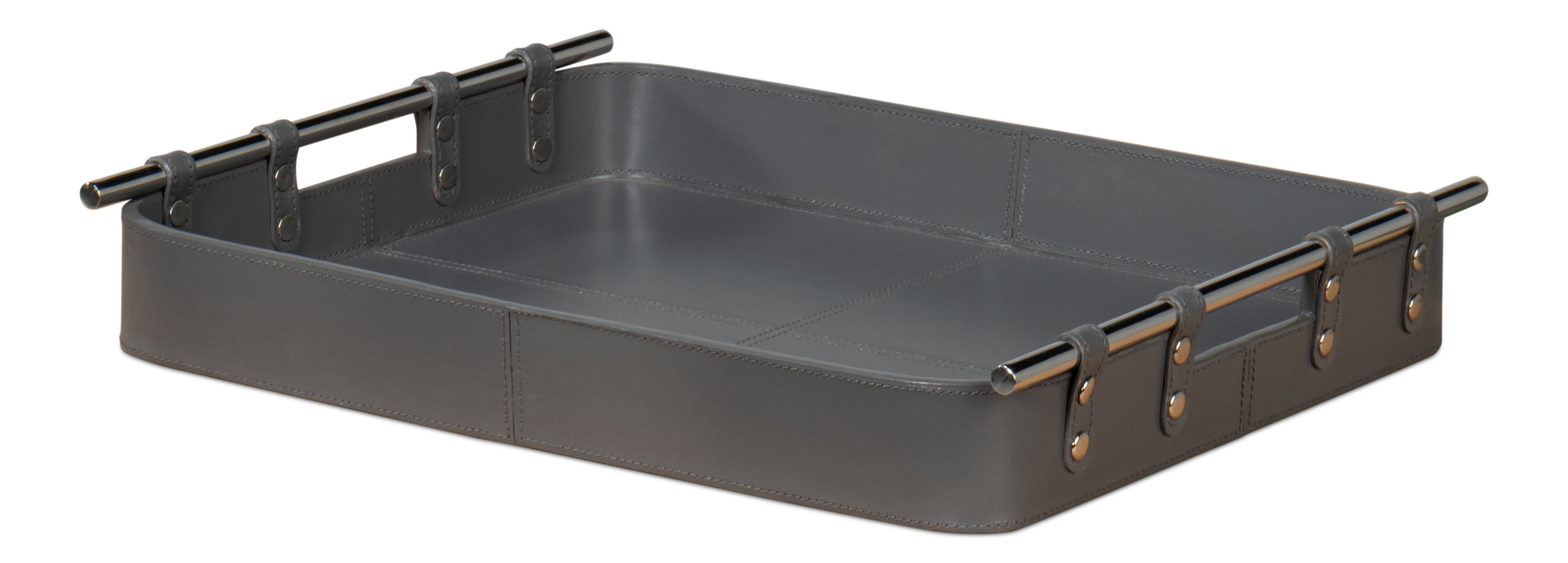 Safari Leather Tray, Quiet Shade, Decor by Sarreid, 19" length x 15" width x 2" height View 1