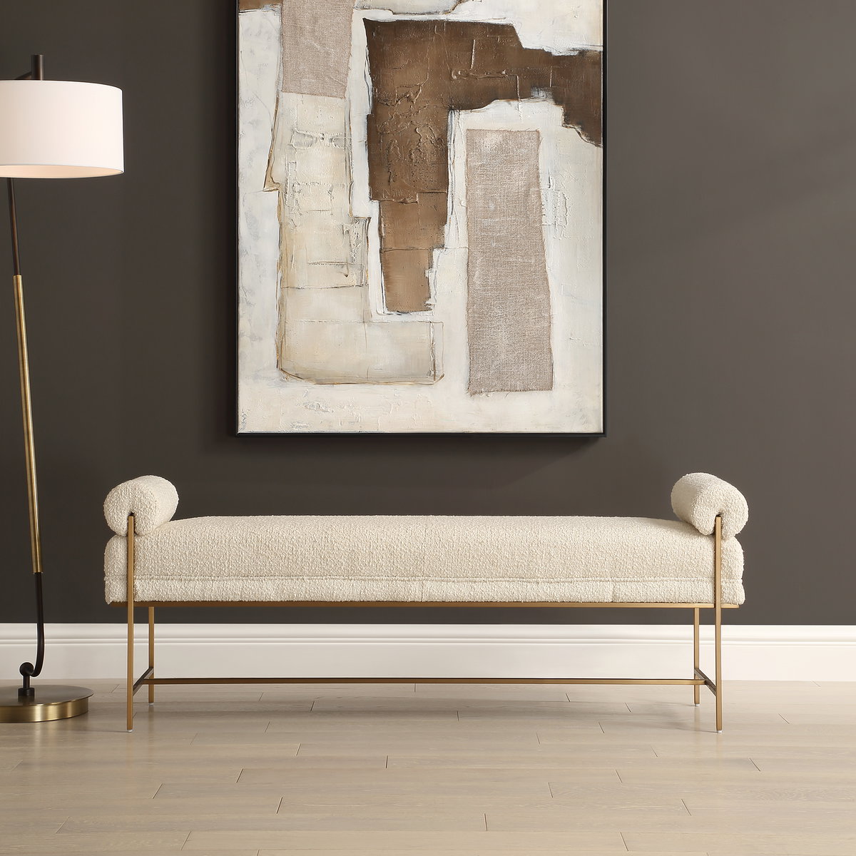 Bolster Pearl White Bench, Benche by Uttermost, 60.5" width x 23" height x 16" depth View 2