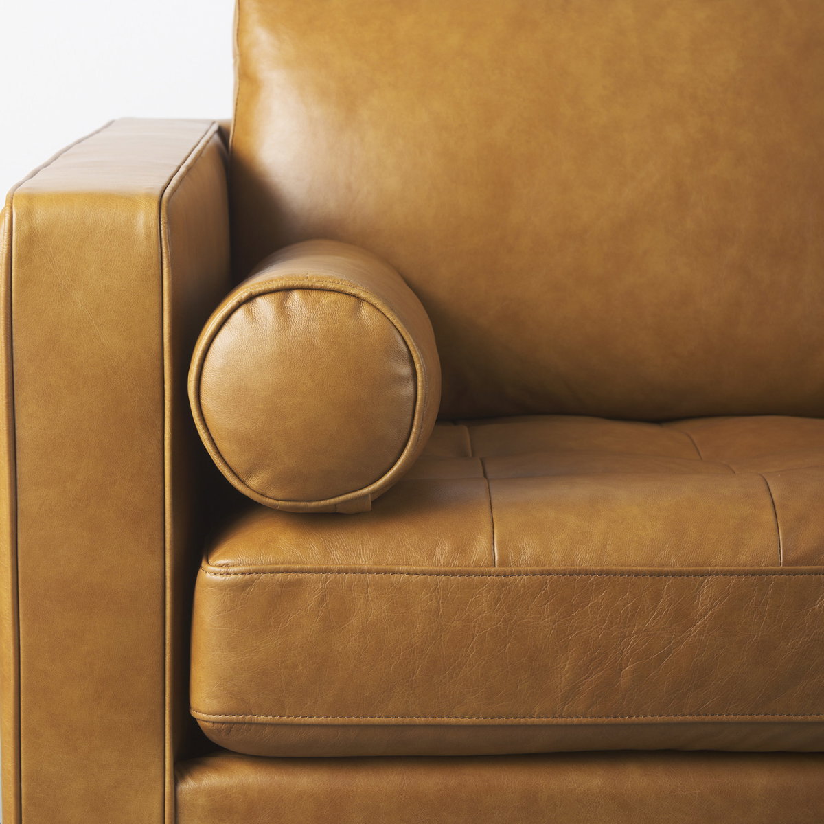 Svend 88.0L x 38.0W x 34.0H Tan Leather Sofa, Sofas & Sectional by Mercana, 87.8" length x 37.8" width x 34.65" height View 14
