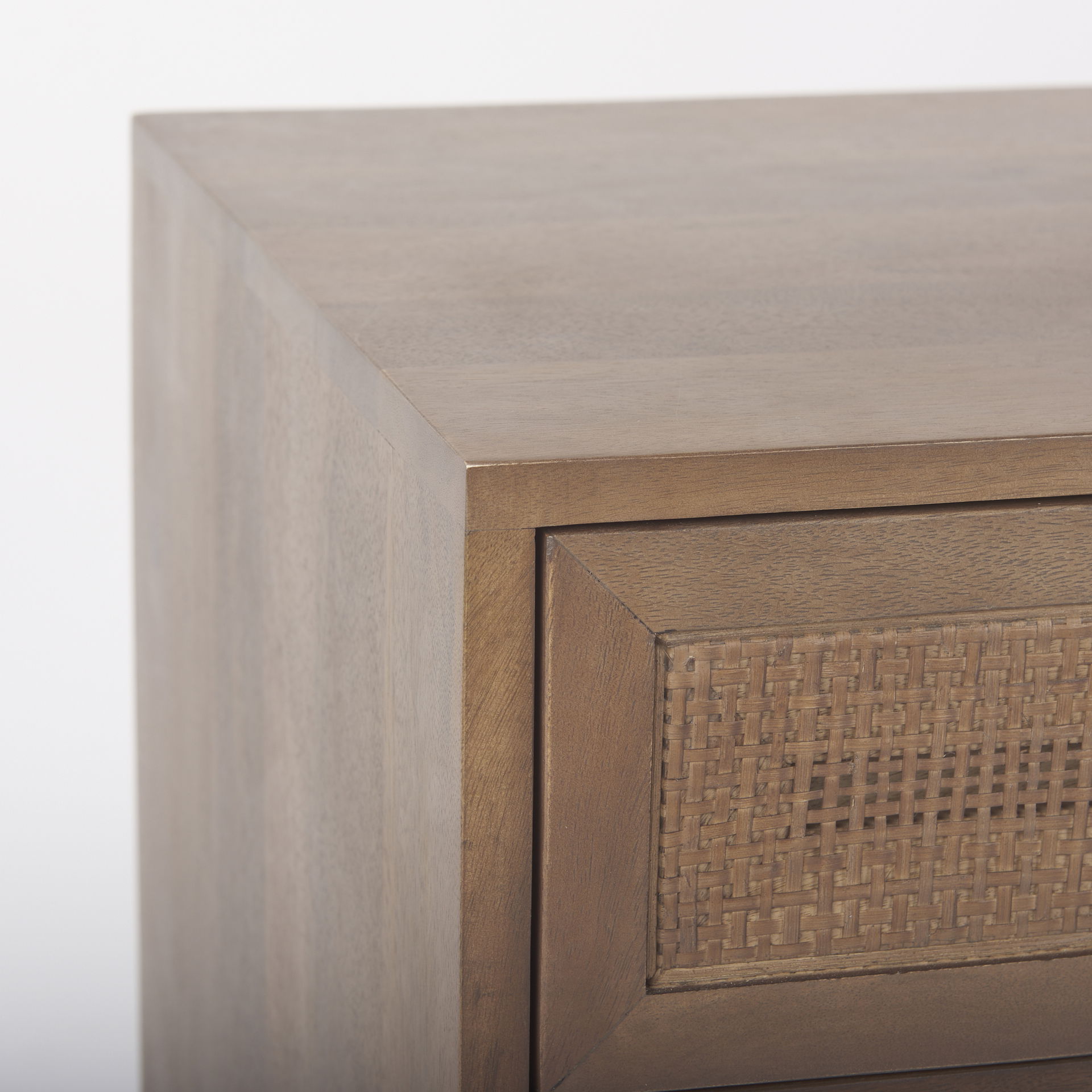 Grier Medium Brown Wood with Cane Accent Table large image 