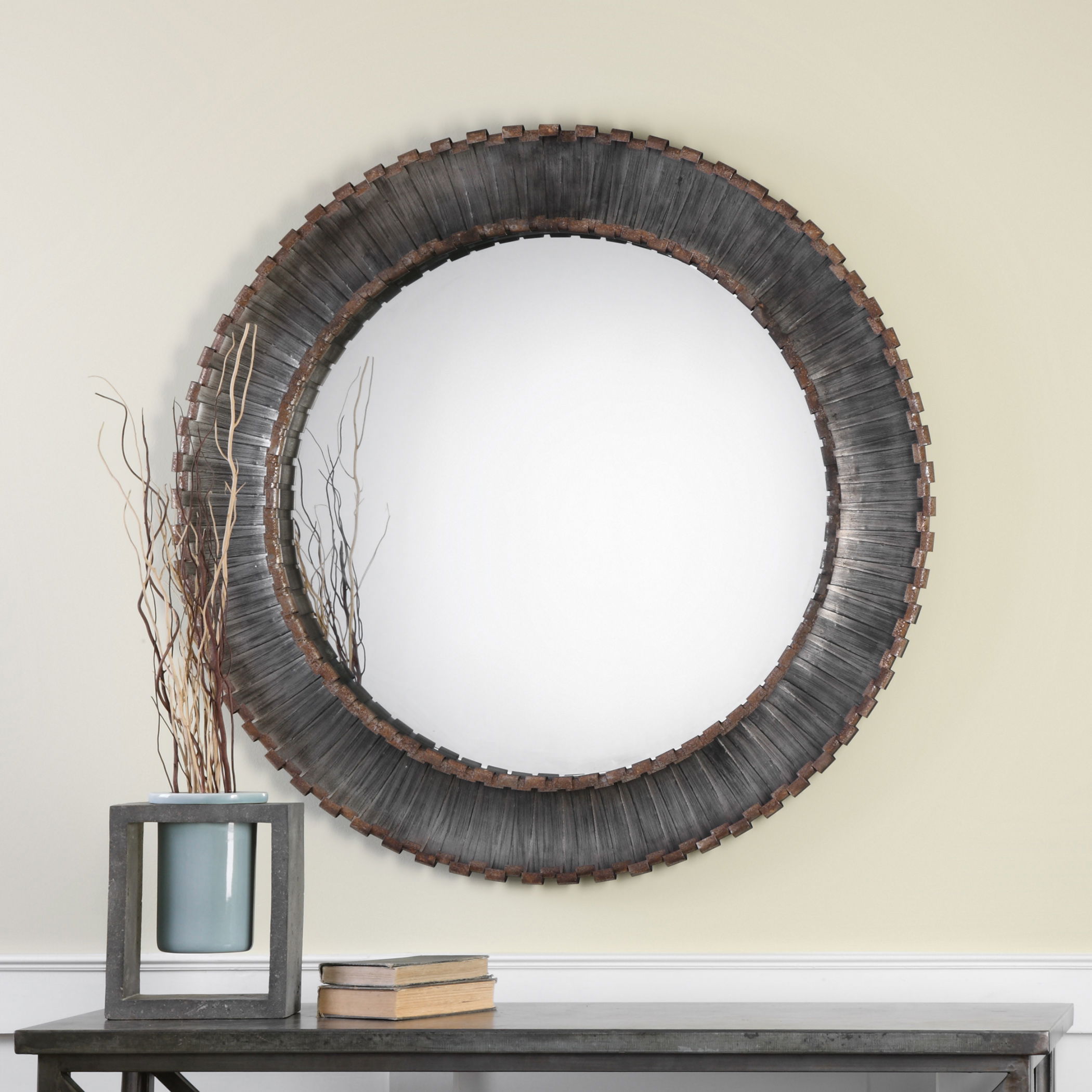 Tanaina Silver Round Mirror large image 