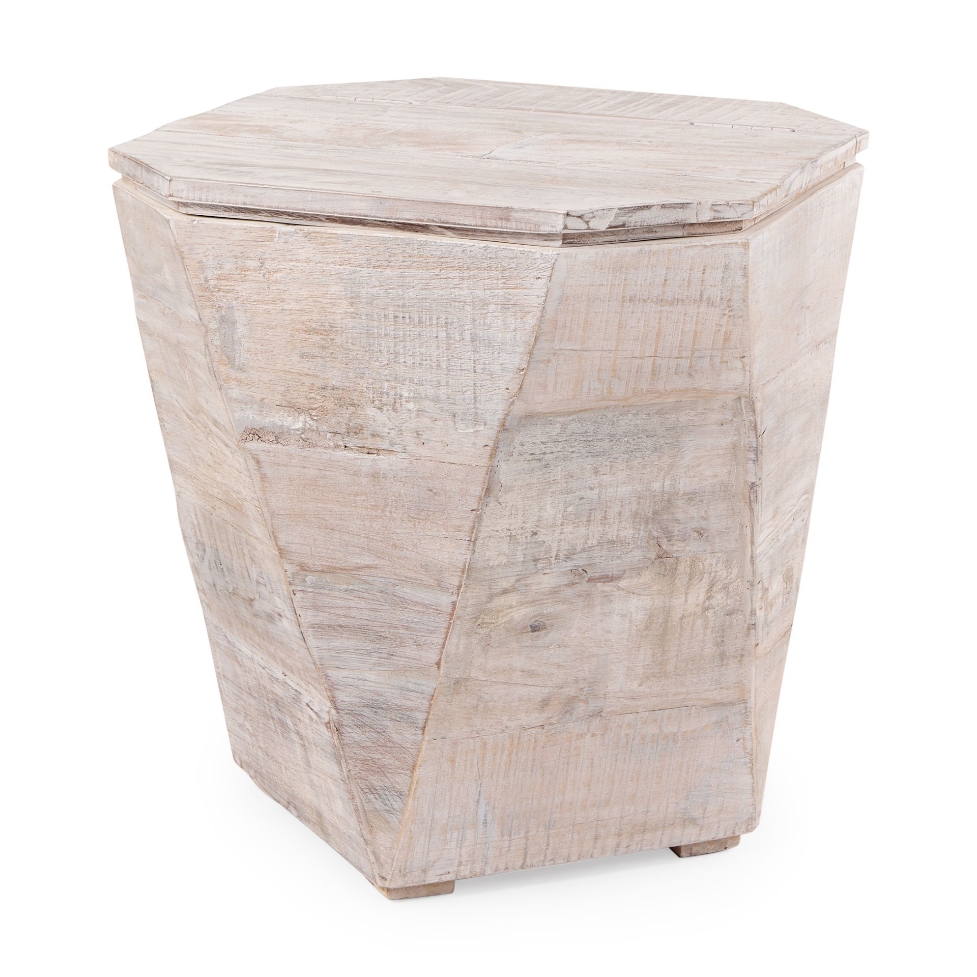 Esagono Octagonal Reclaimed Wood End/Side Table with Storage, Side & End Table by Mercana, 19" length x 19" width x 20.5" height View 1