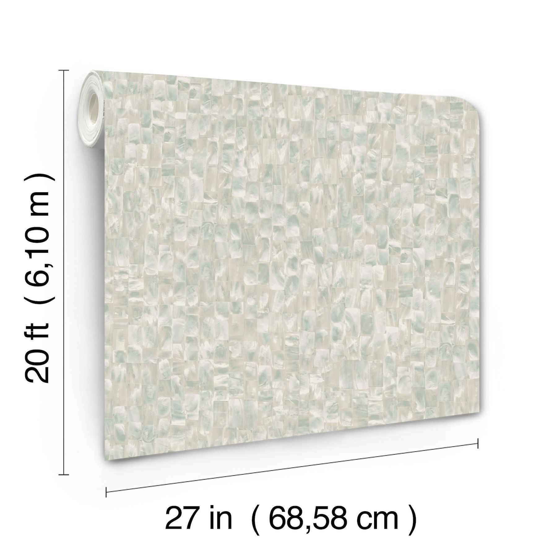 Mother of Pearl Blue & Green Peel & Stick Wallpaper large image 